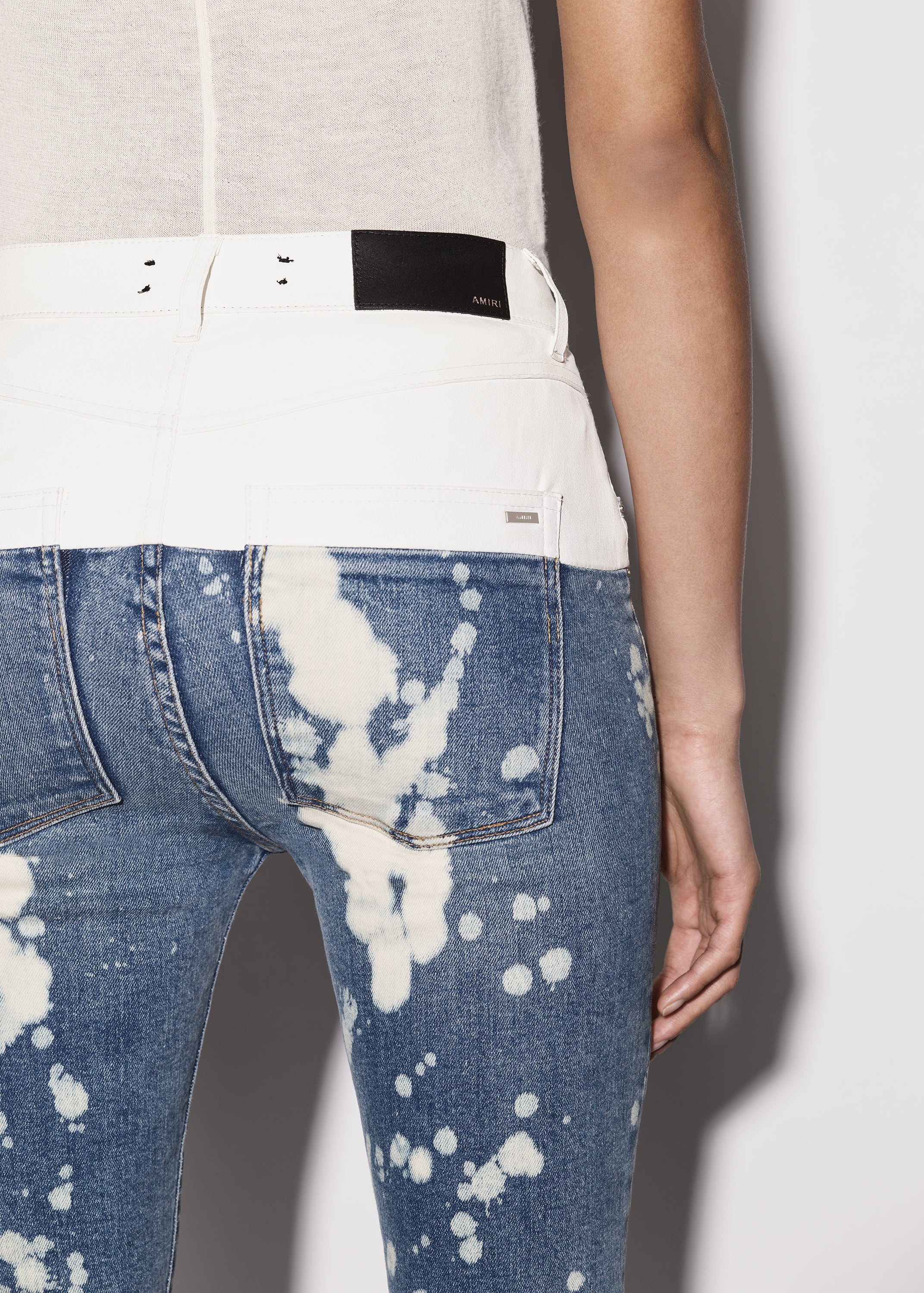 LEATHER CONTRAST SKINNY JEAN - 7