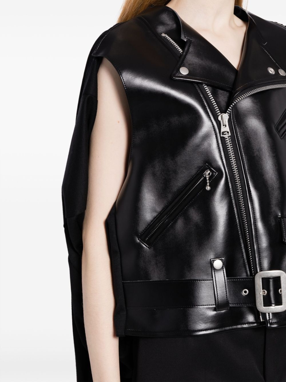 sleeveless biker jacket - 5