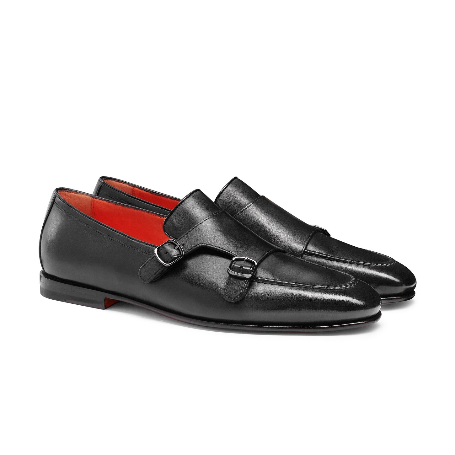 Men's polished black leather double-buckle loafer - 3