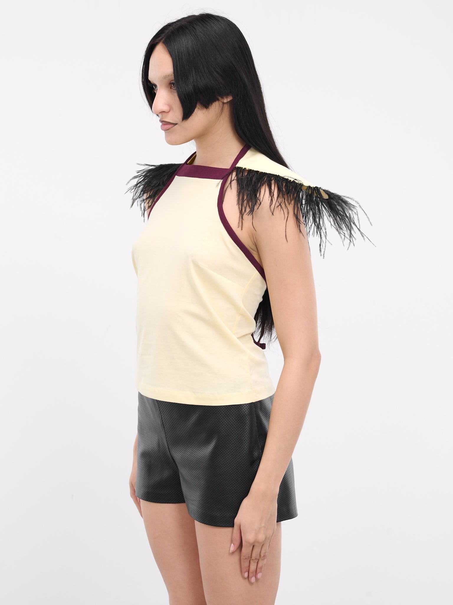 FIDAN NOVRUZOVA Nadya Feather Halter Top REVERSIBLE