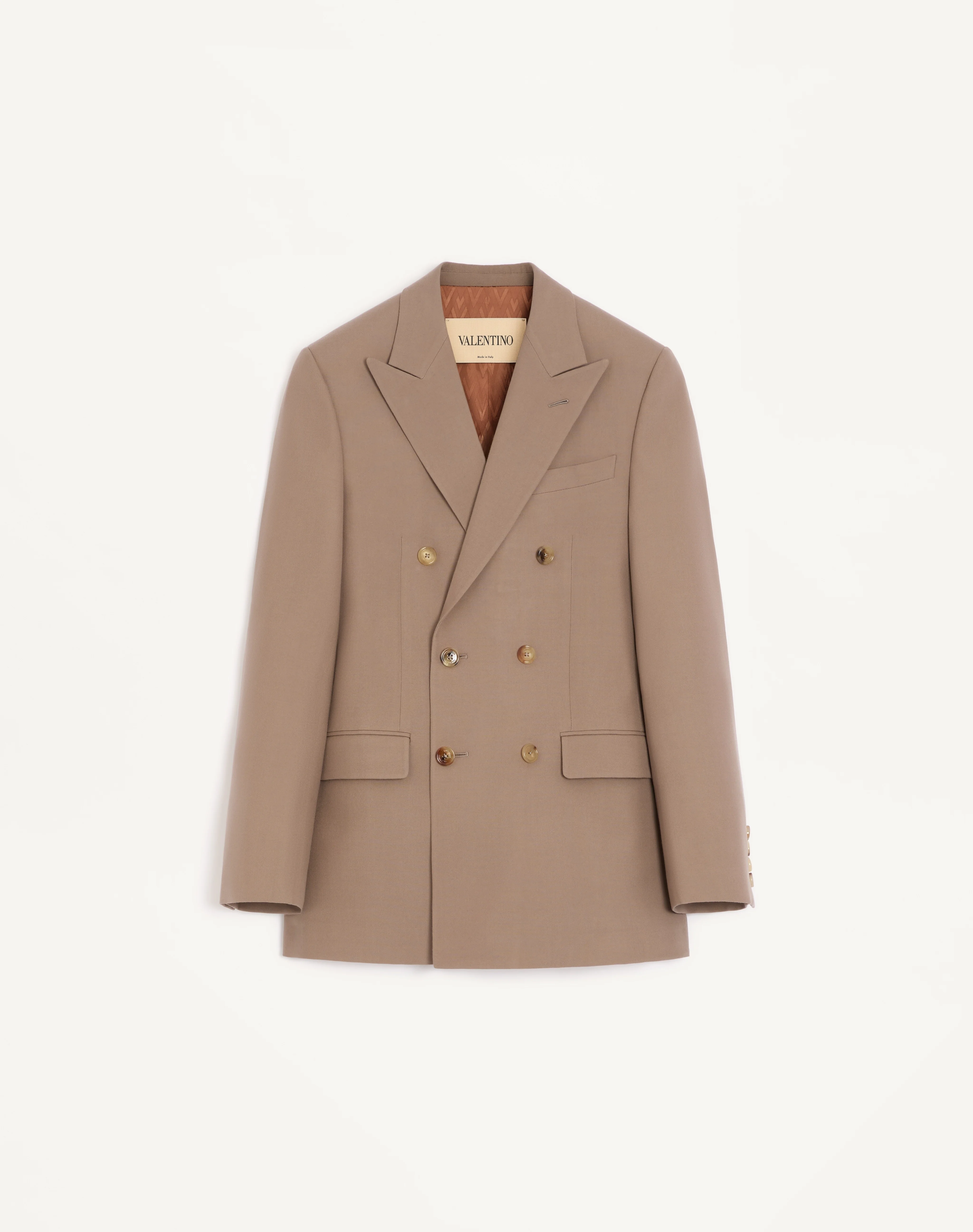 VALENTINO DOUBLE-BREASTED JACKET IN NATTÉ WOOL - 1