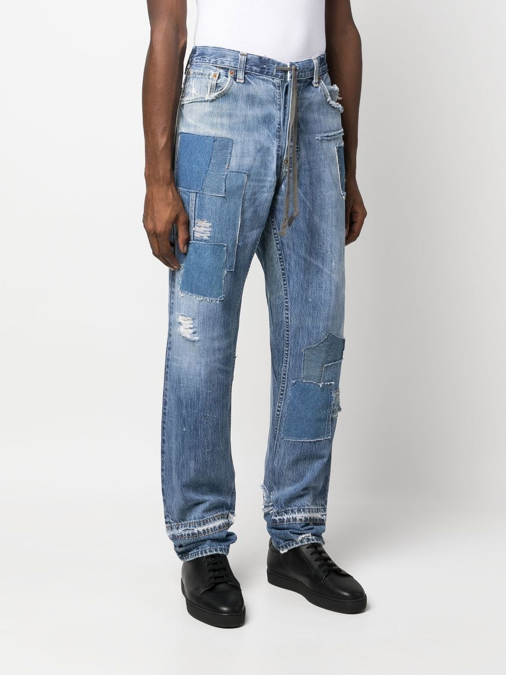 patchwork-detail straight-leg jeans - 3