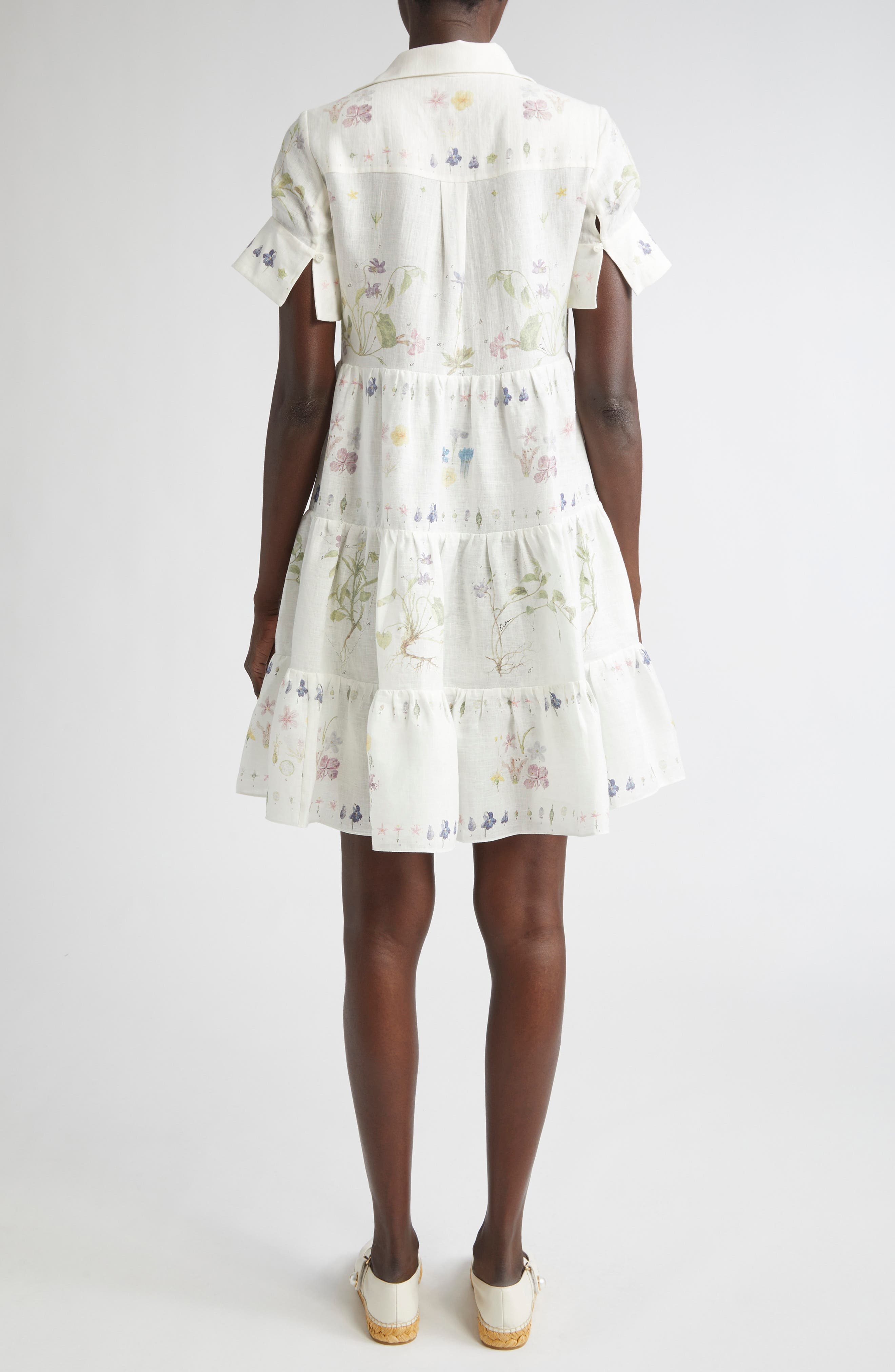 Erdem Short Sleeve Linen Shirtdress in Botanical Garden White at Nordstrom - 2