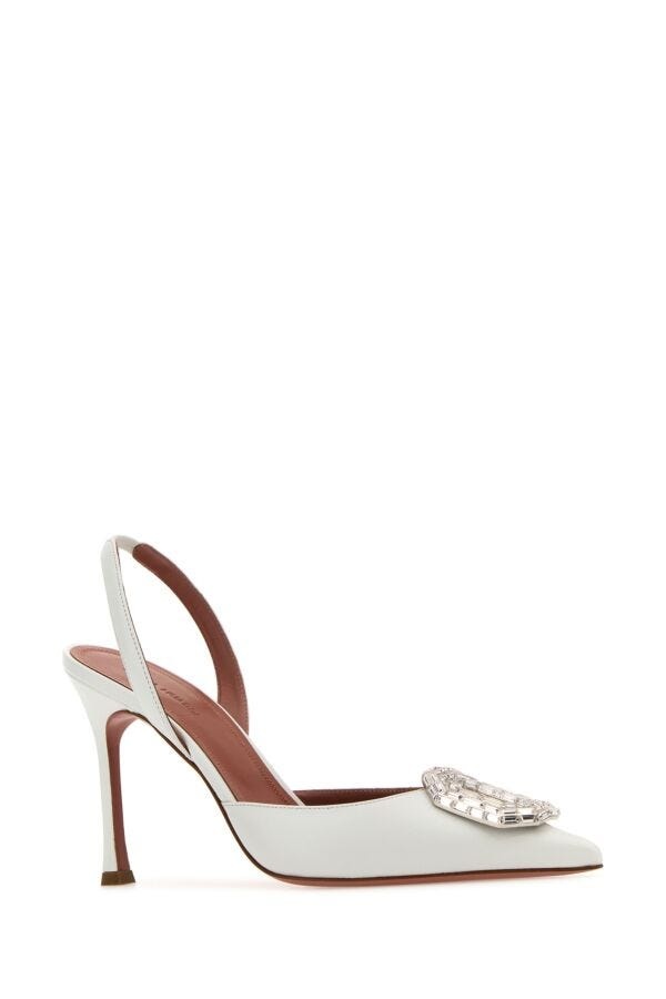 White nappa leather Camelia pumps - 2