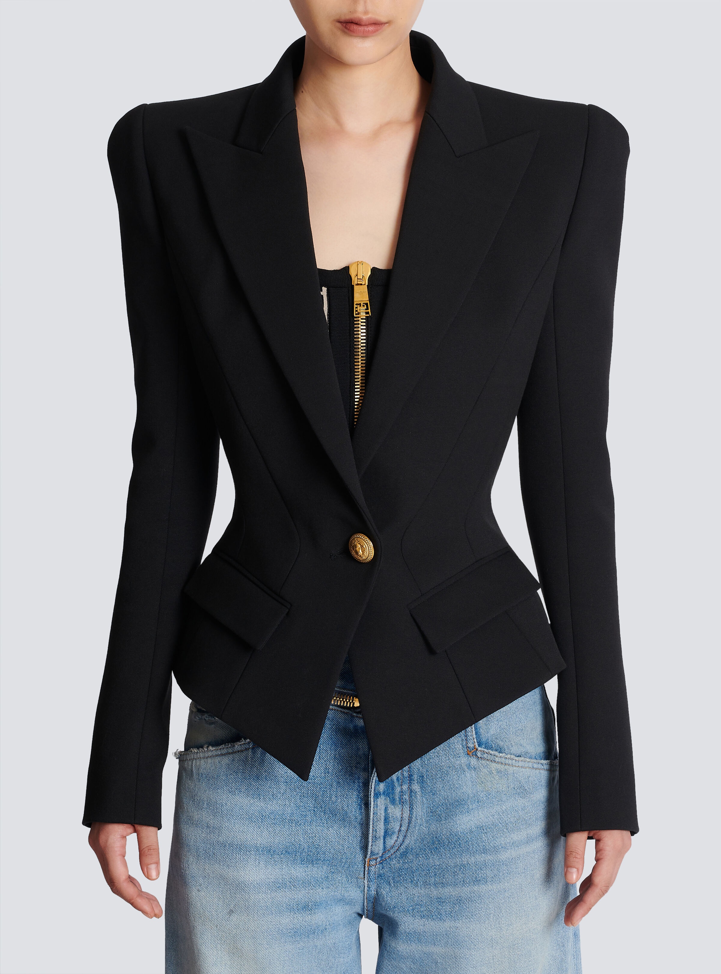 Cotton grain de poudre slim-fitting jacket - 5