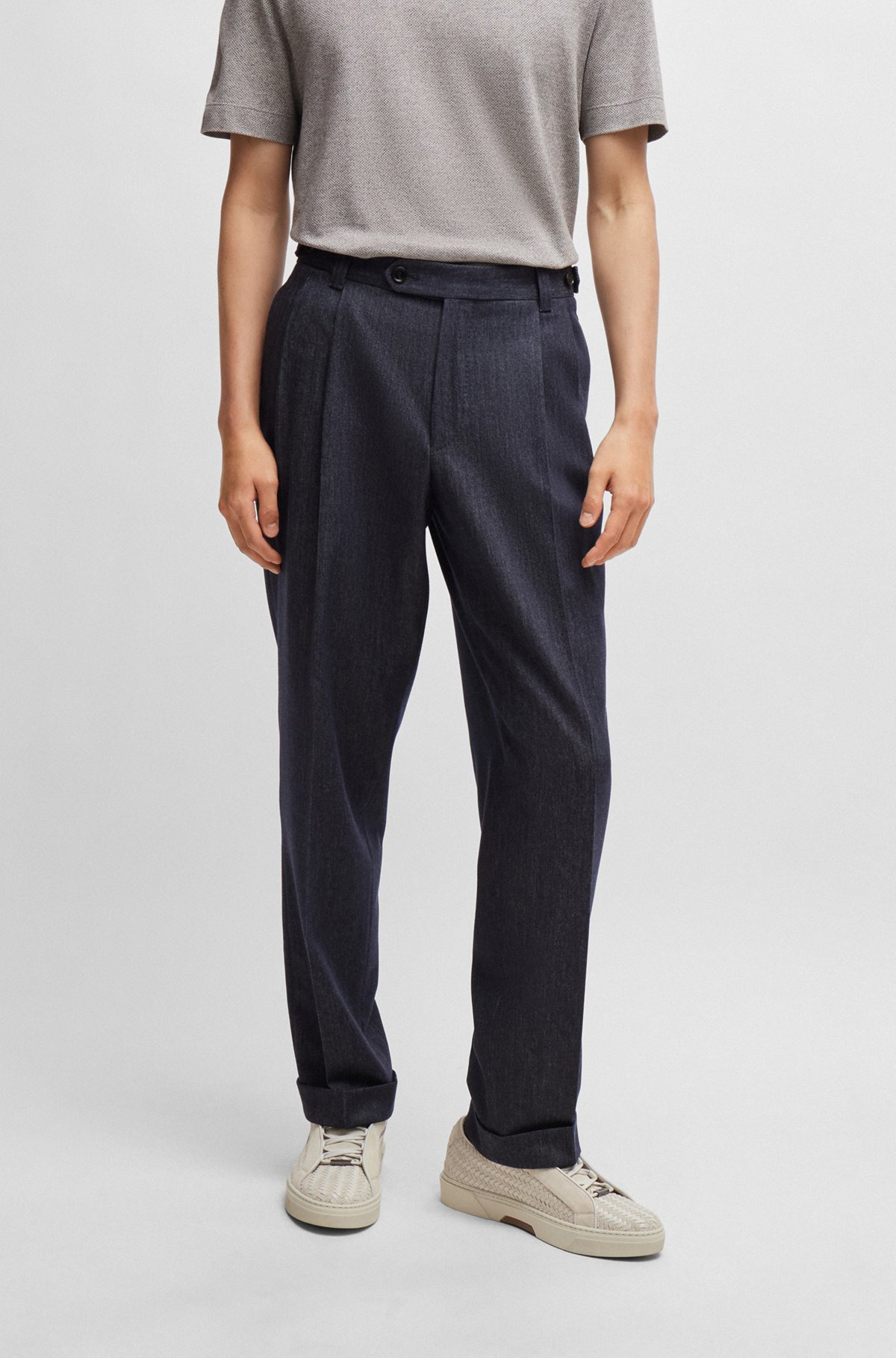 RELAXED-FIT TROUSERS IN DENIM-EFFECT WOOL - 2