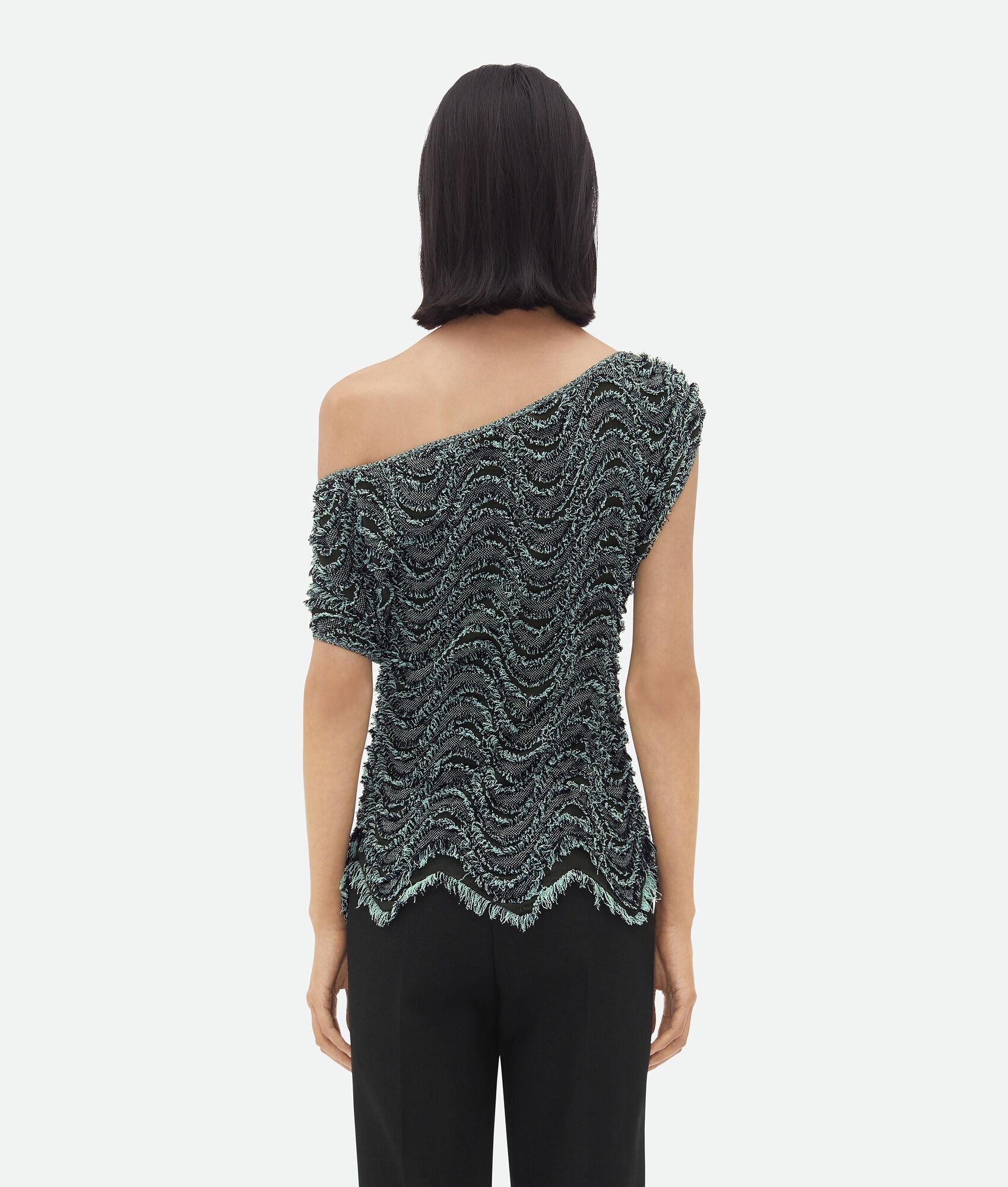 Textured Viscose Top With Weaved Fringes - 3