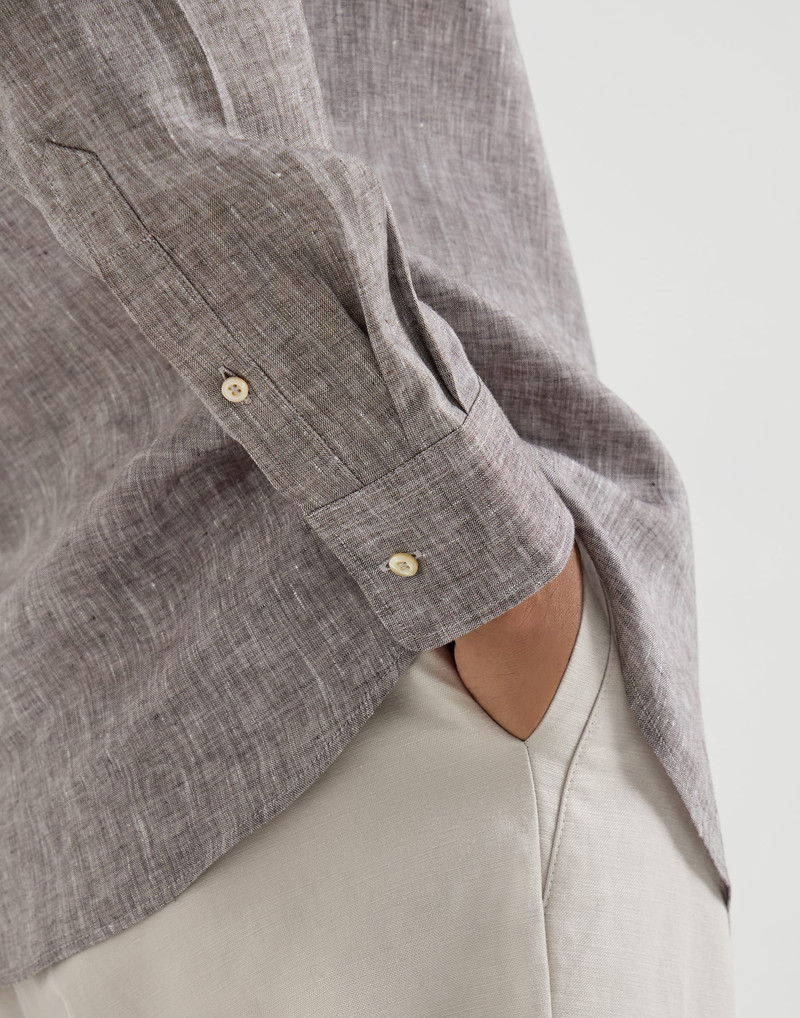 Linen easy fit shirt with spread collar 5