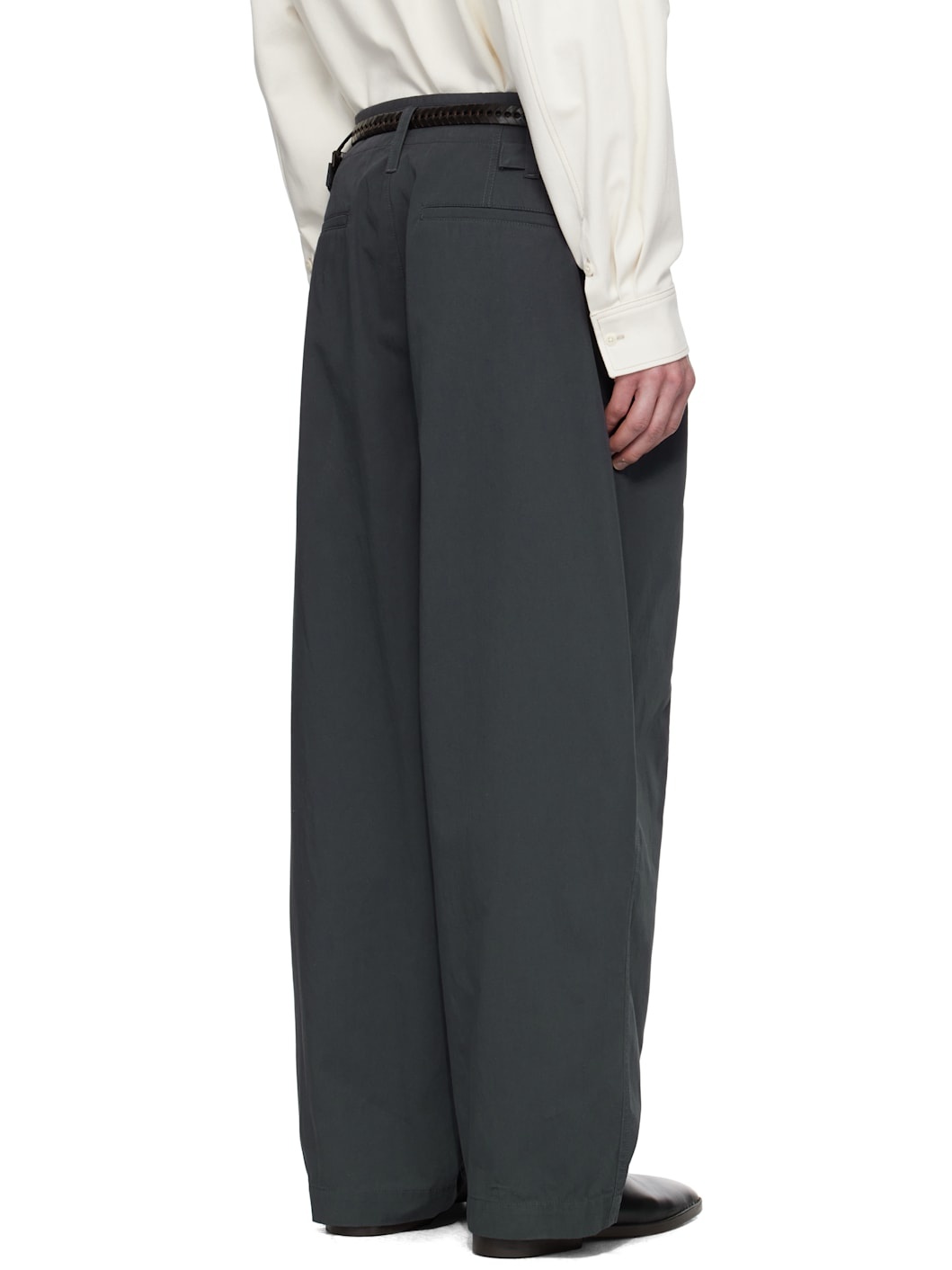 Gray Maxi Pleated Trousers - 3