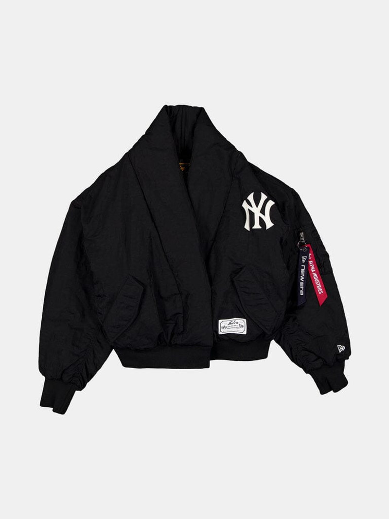 NEW YORK YANKEES X ALPHA X NEW ERA SHAWL COLLAR BOMBER JACKET WOMENS 1