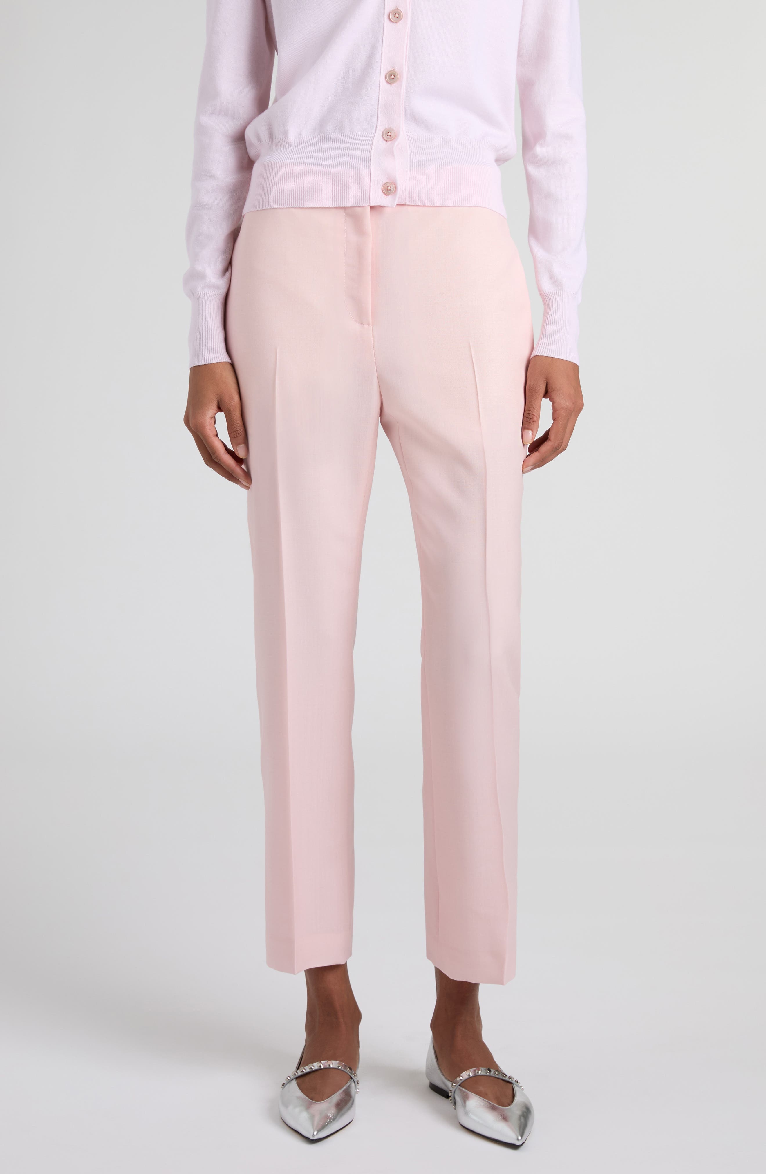 McQueen Wool & Mohair Cigarette Pants in Rose at Nordstrom - 1