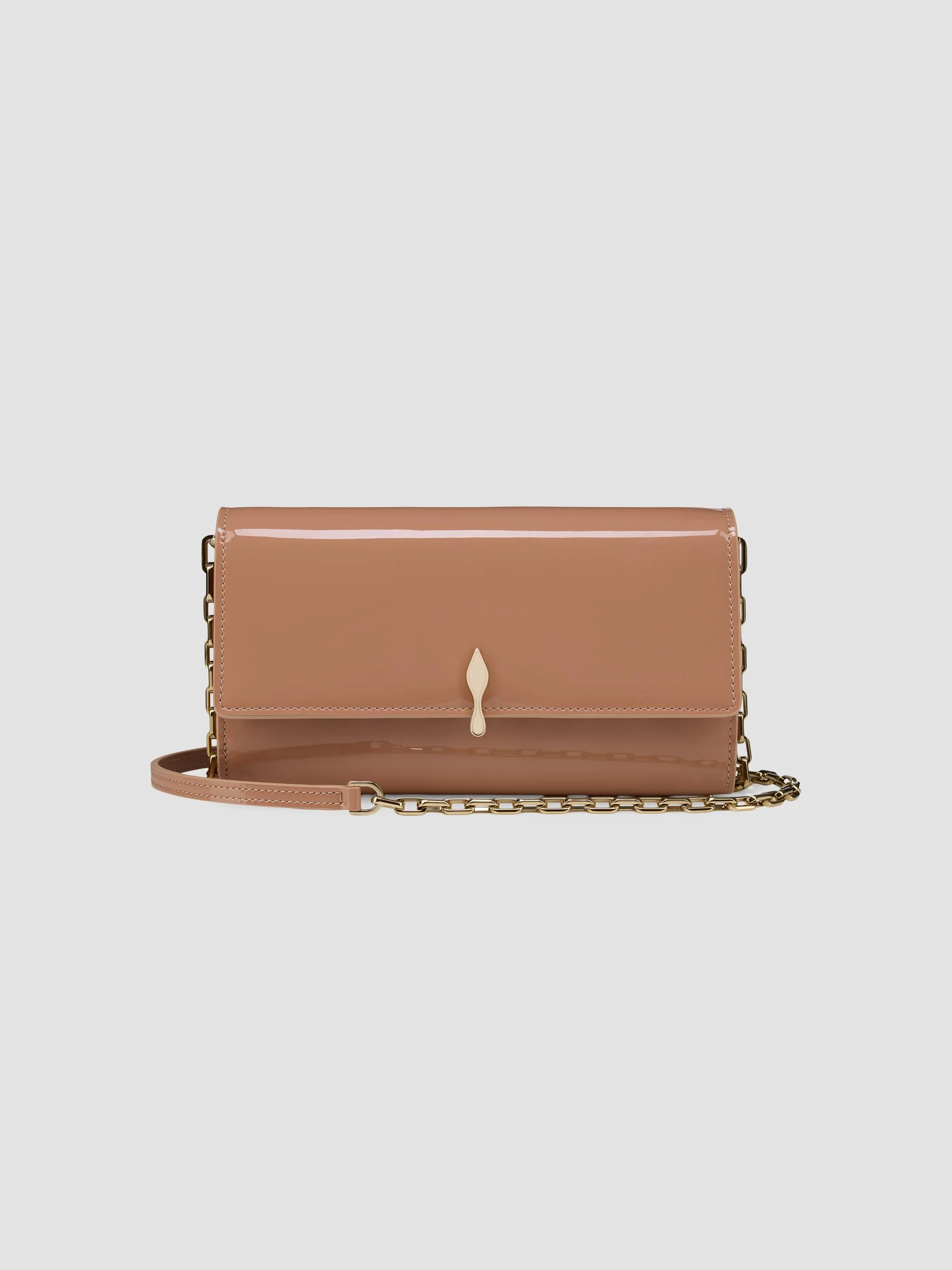 Women's Bettina Patent Leather Chain Wallet - Blush - 1