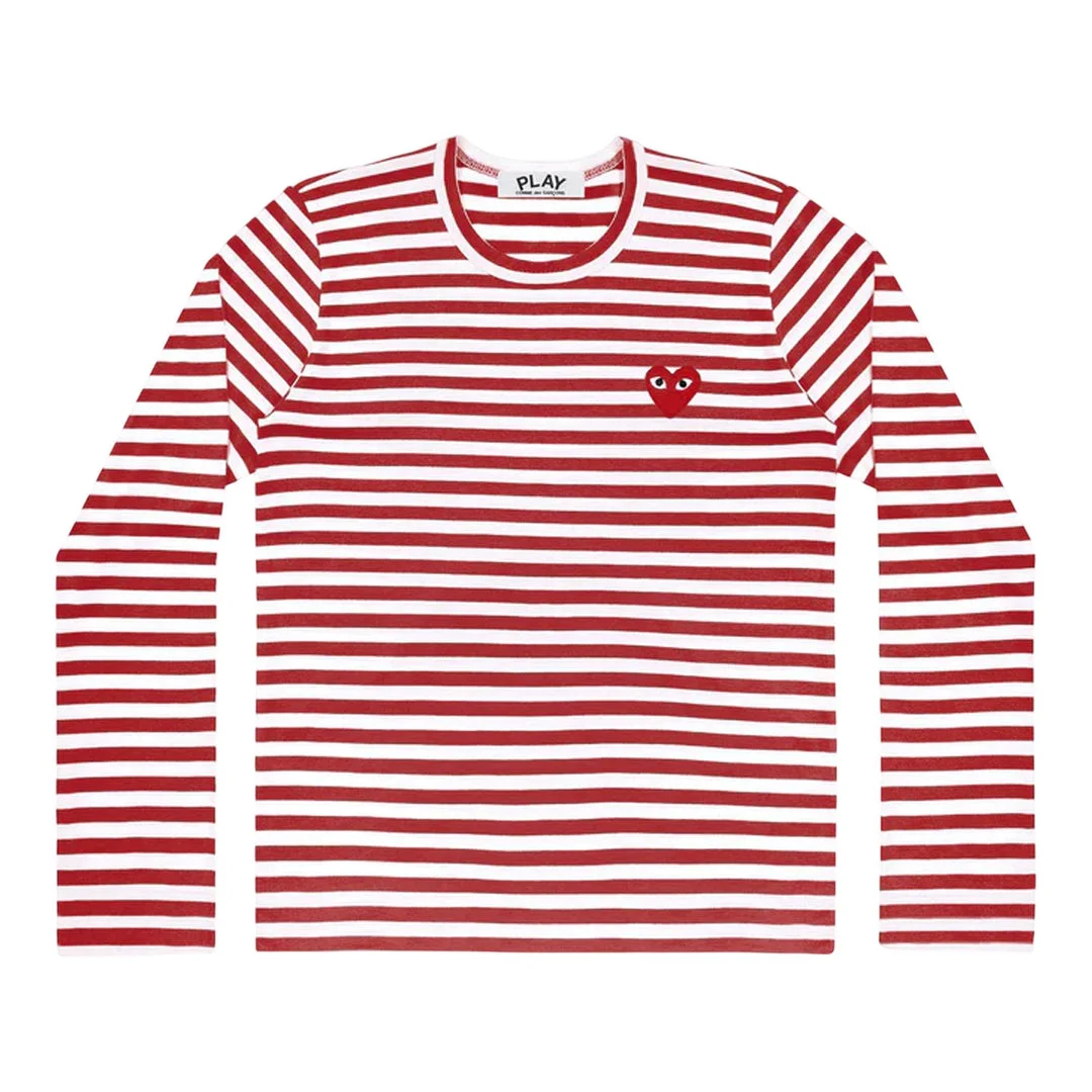 Long Sleeve Stripes With Red Emblem Tee Unisex - 1