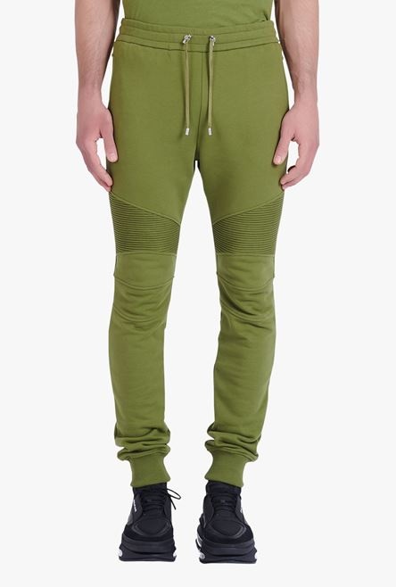 Khaki eco-designed cotton sweatpants with white Balmain Paris logo - 5
