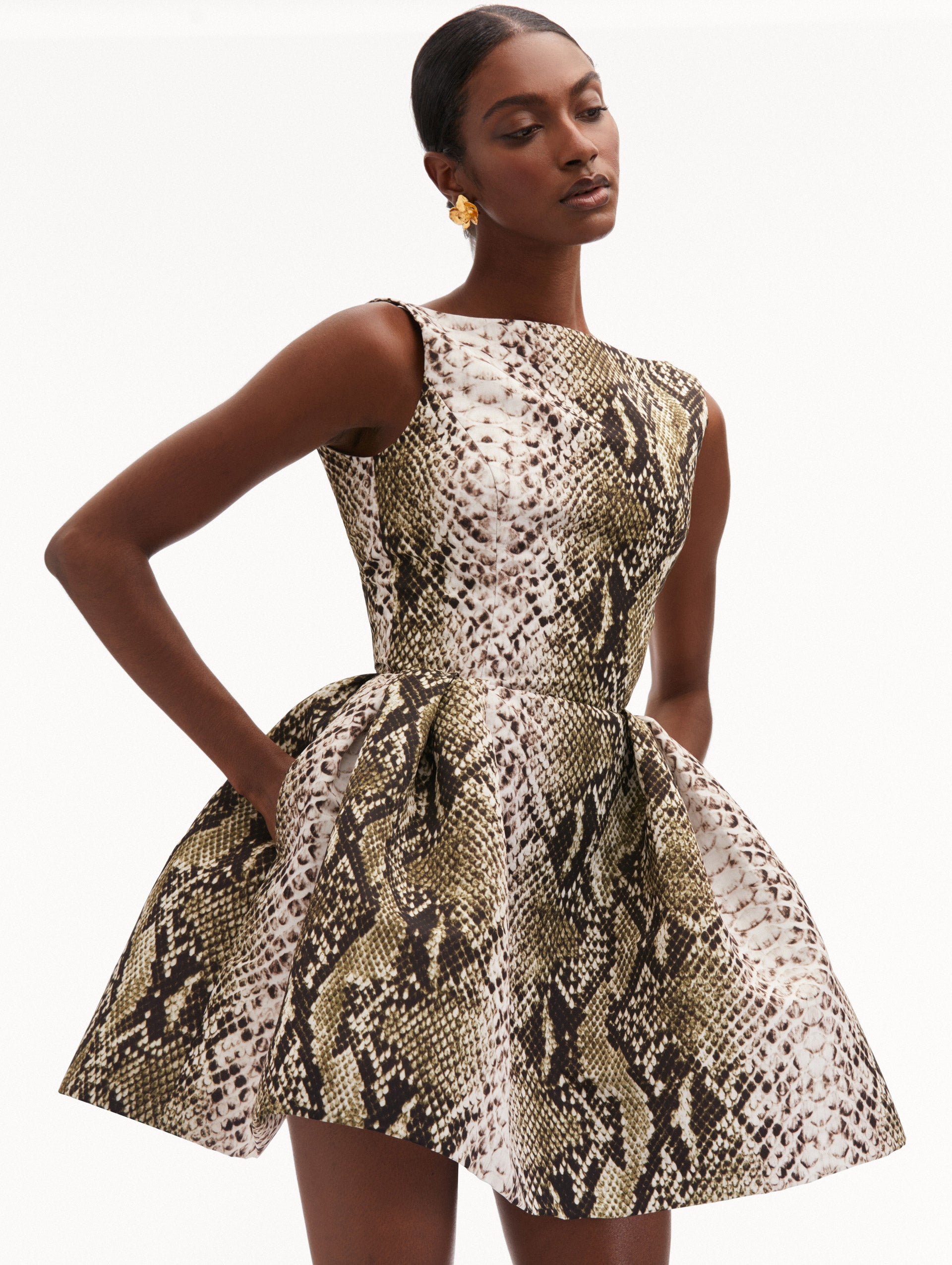 SNAKE FAILLE COCKTAIL DRESS - 5