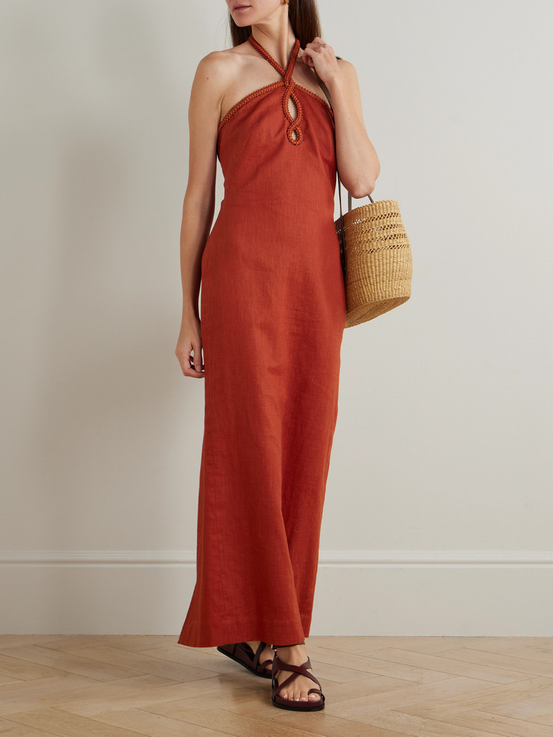 ANDRES OTALORA Atardeceres Cutout Embellished Halterneck Maxi Dress outlook