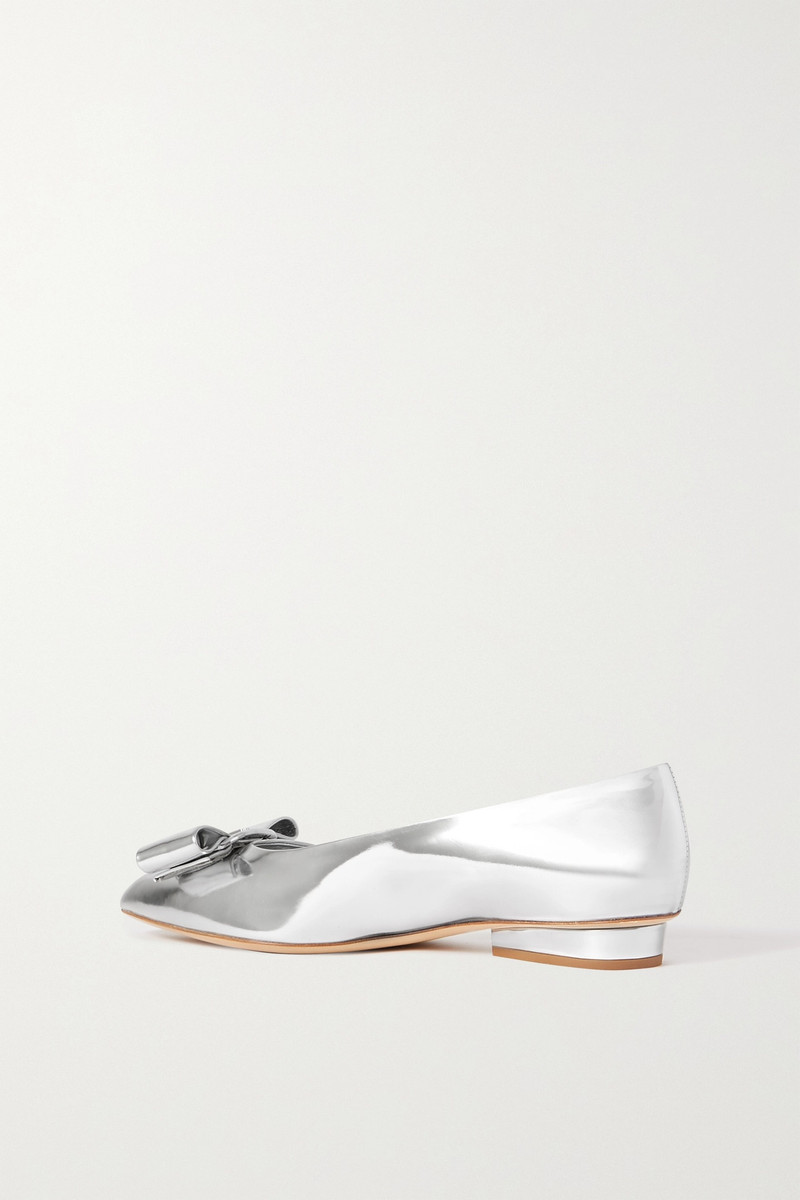 Viva bow-embellished metallic leather ballet flats 3