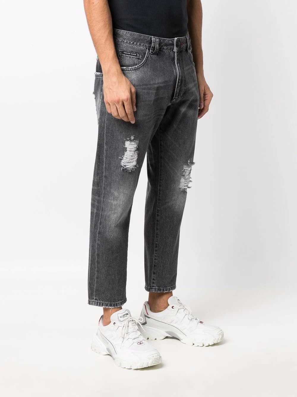 distressed-effect cropped jeans - 3