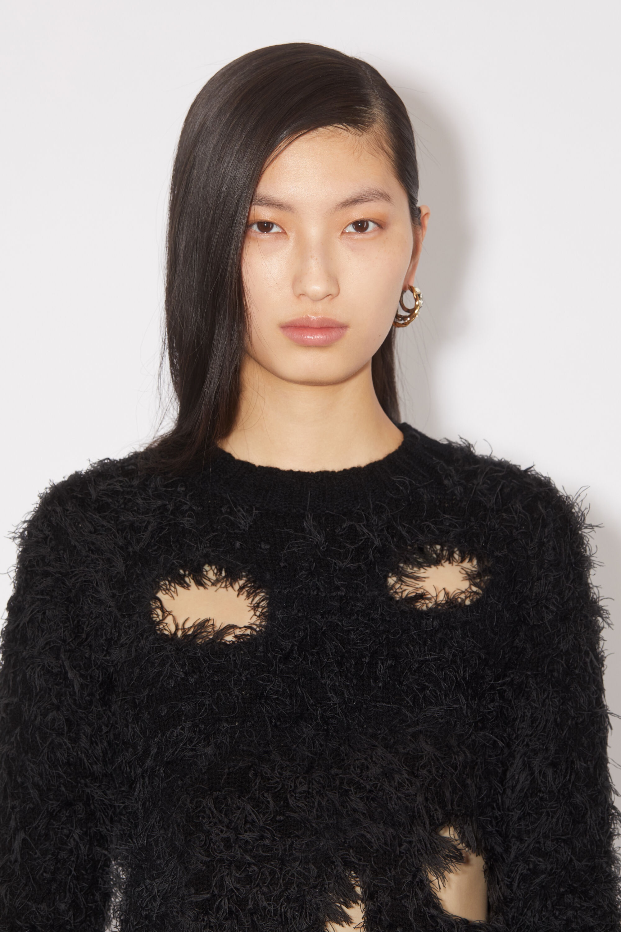 Wool blend cut-out jumper - Black - 5