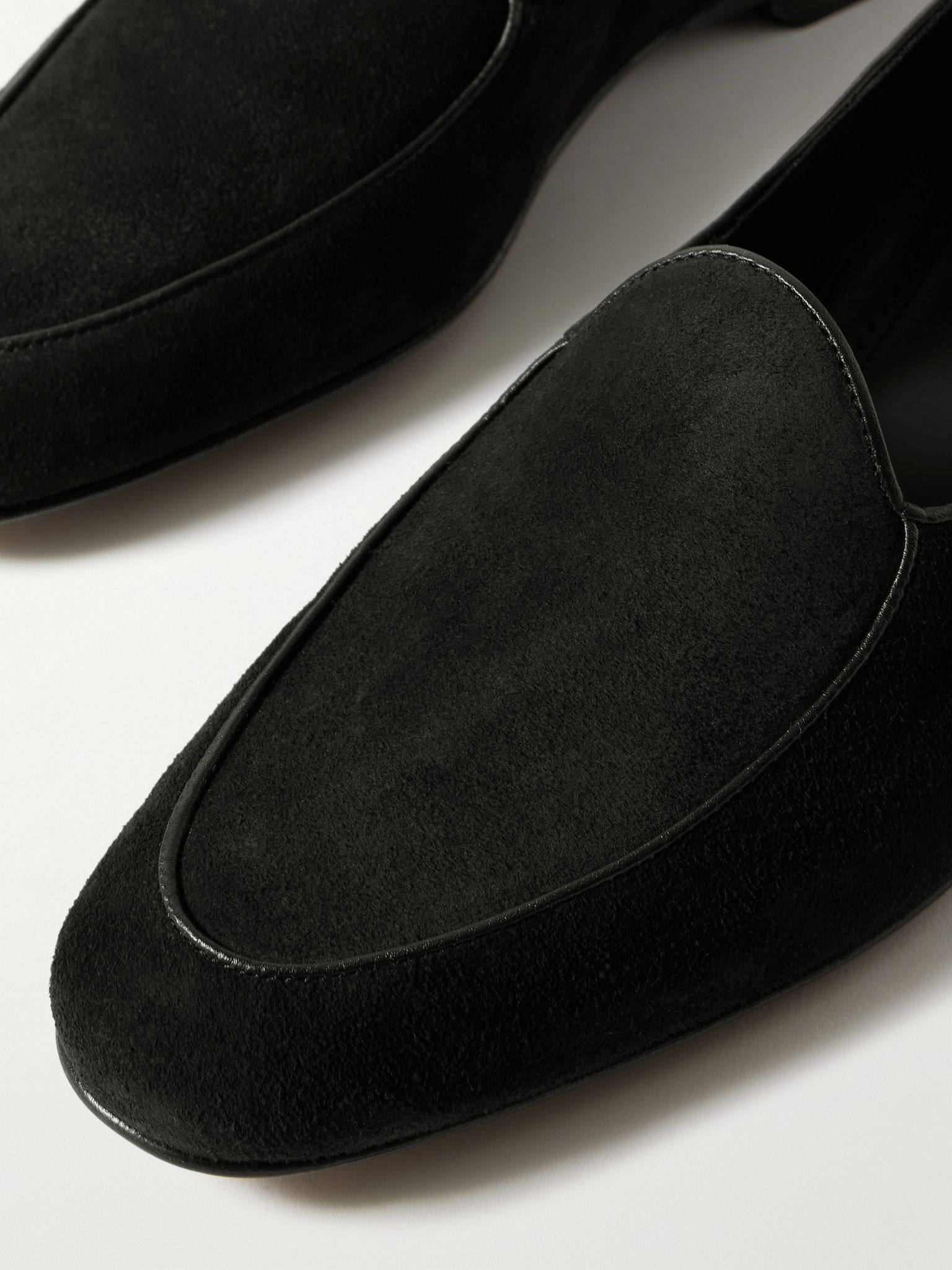 Modena Leather-Trimmed Suede Loafers Black - 5