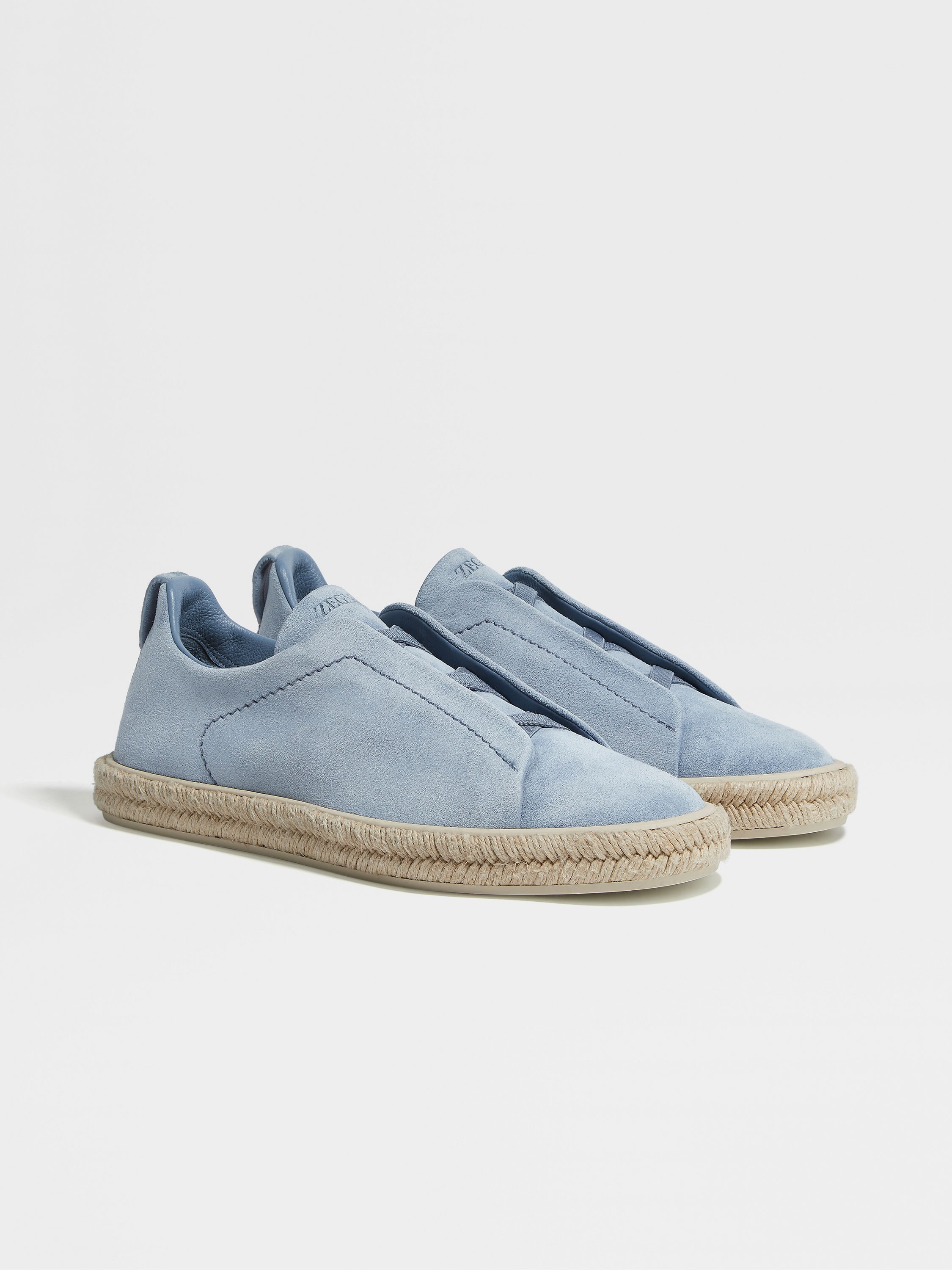 ZEGNA UTILITY BLUE DEERSKIN TRIPLE STITCH™ ESPADRILLES | REVERSIBLE