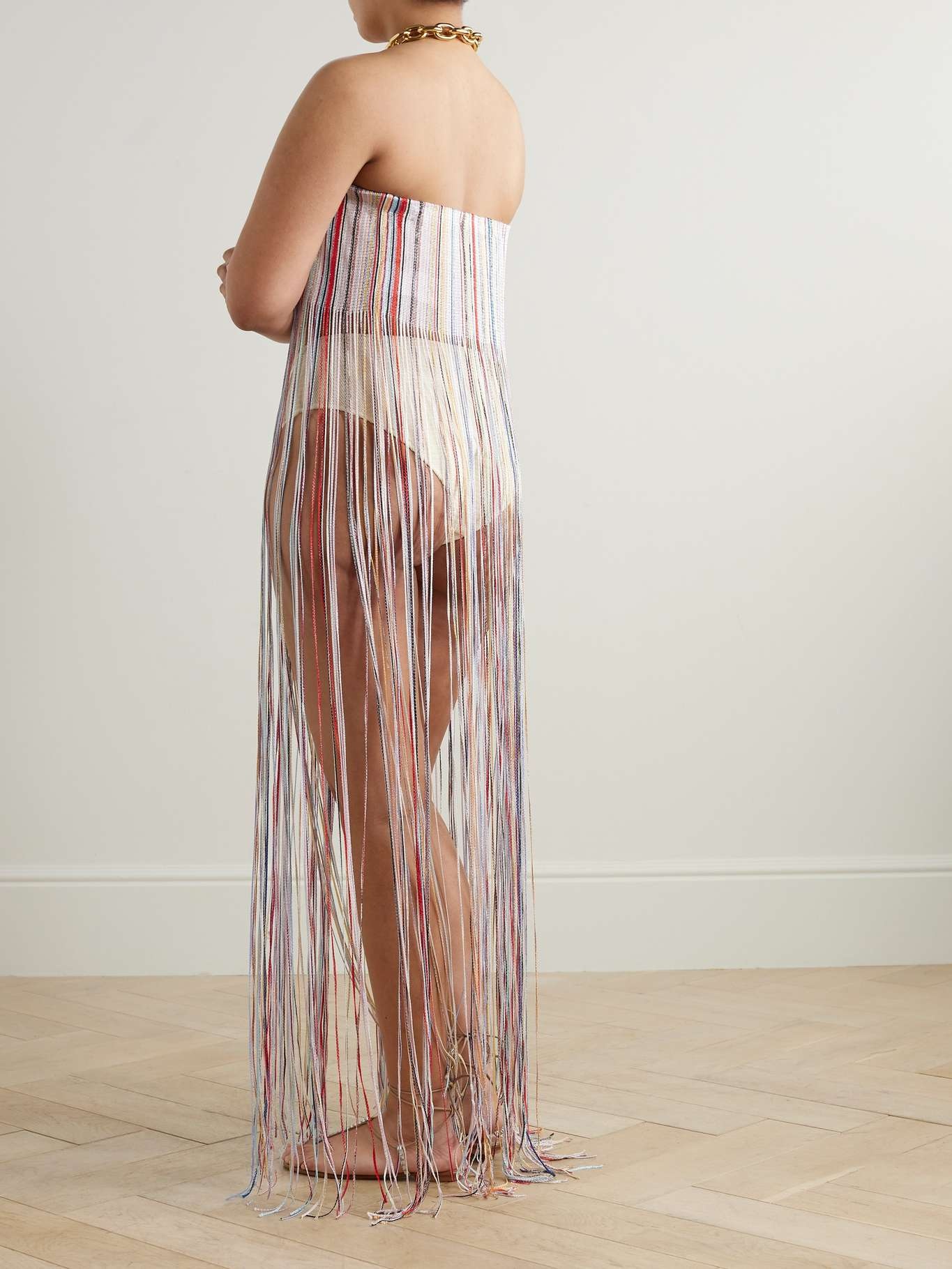 Mare fringed striped metallic crochet-knit maxi dress - 3