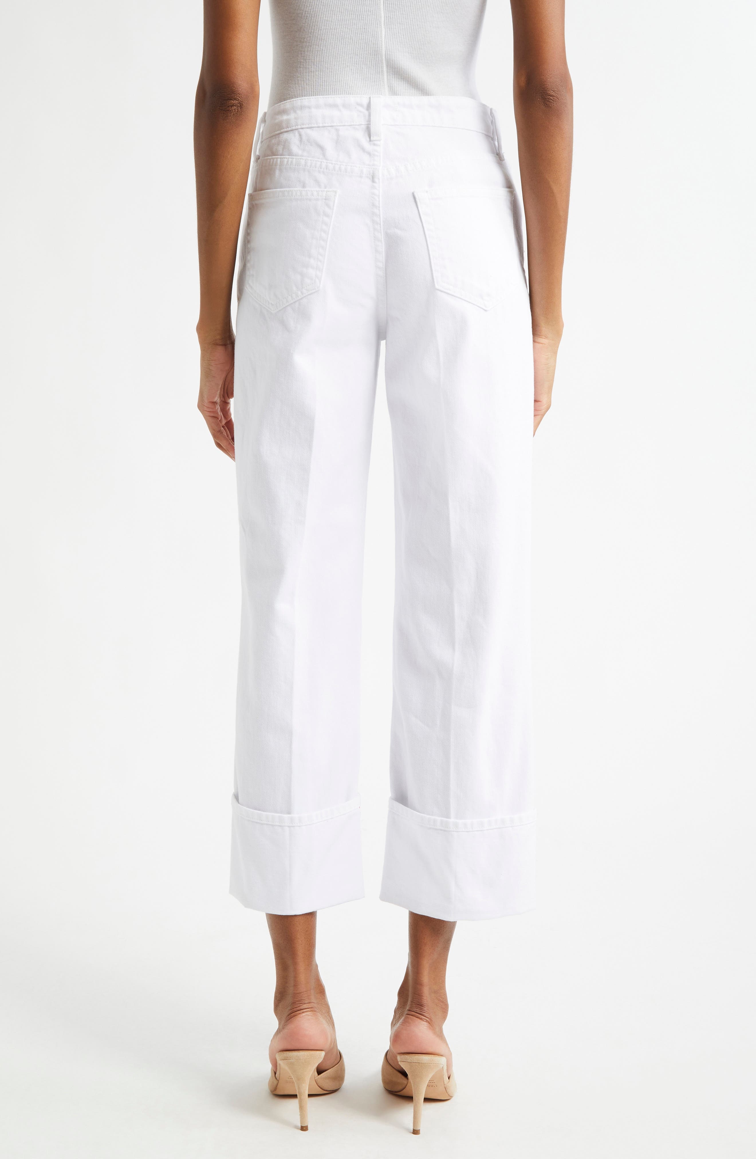L'AGENCE Leighton Cuff Stovepipe Jeans in Blanc at Nordstrom - 3