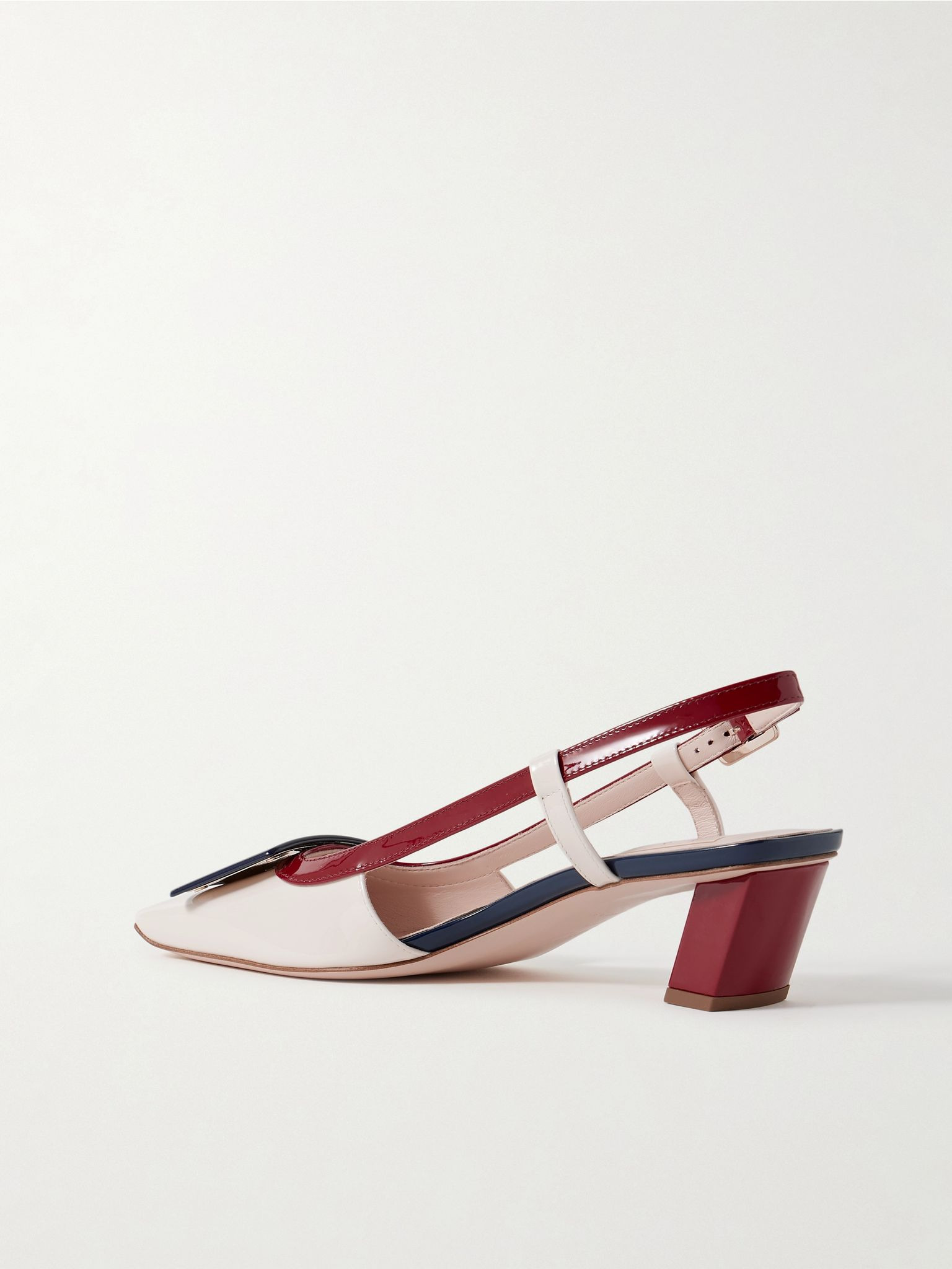Belle Vivier 45 color-block patent-leather slingback pumps Beige - 3
