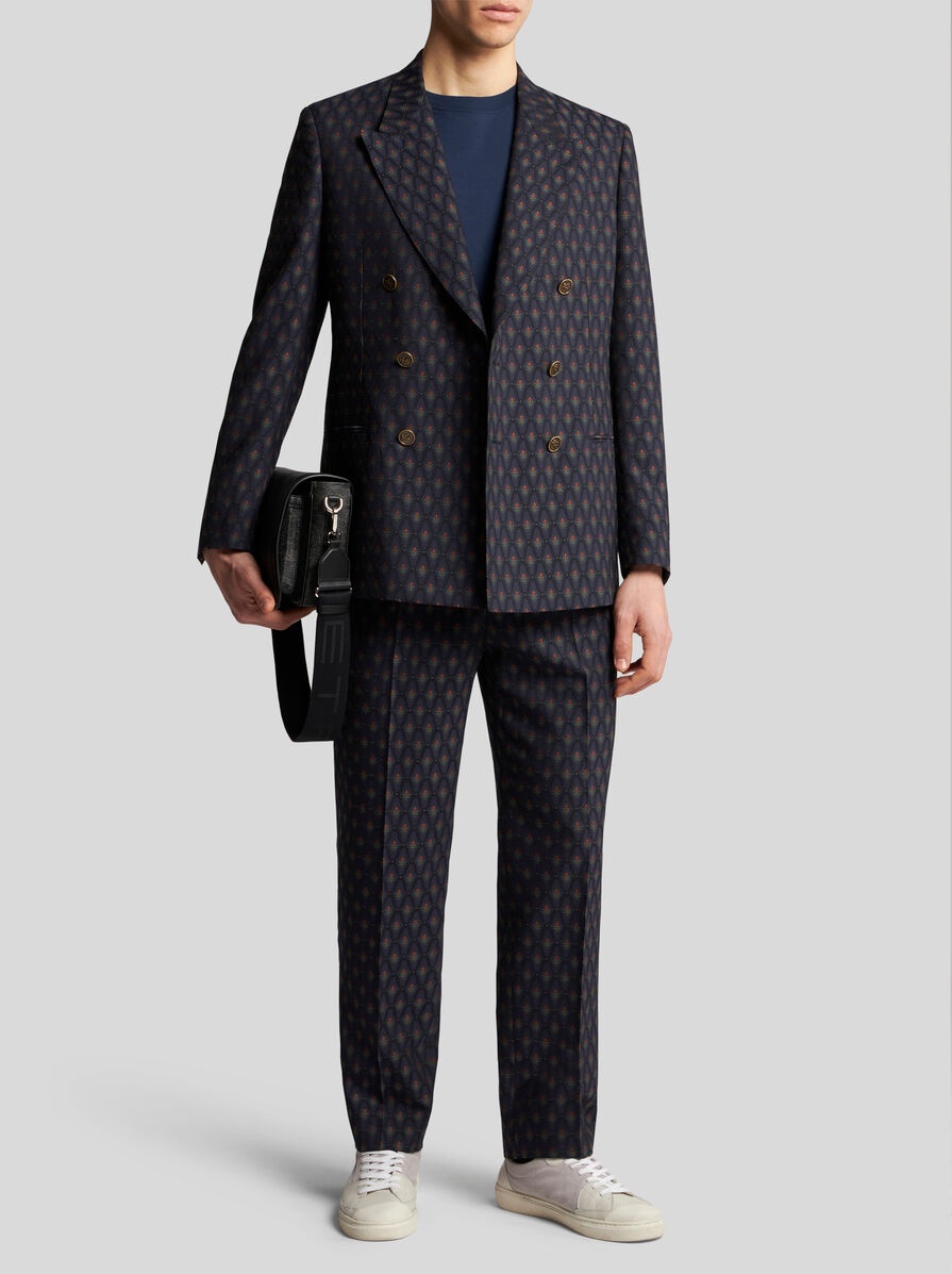 WOOL AND COTTON JACQUARD TROUSERS - 4