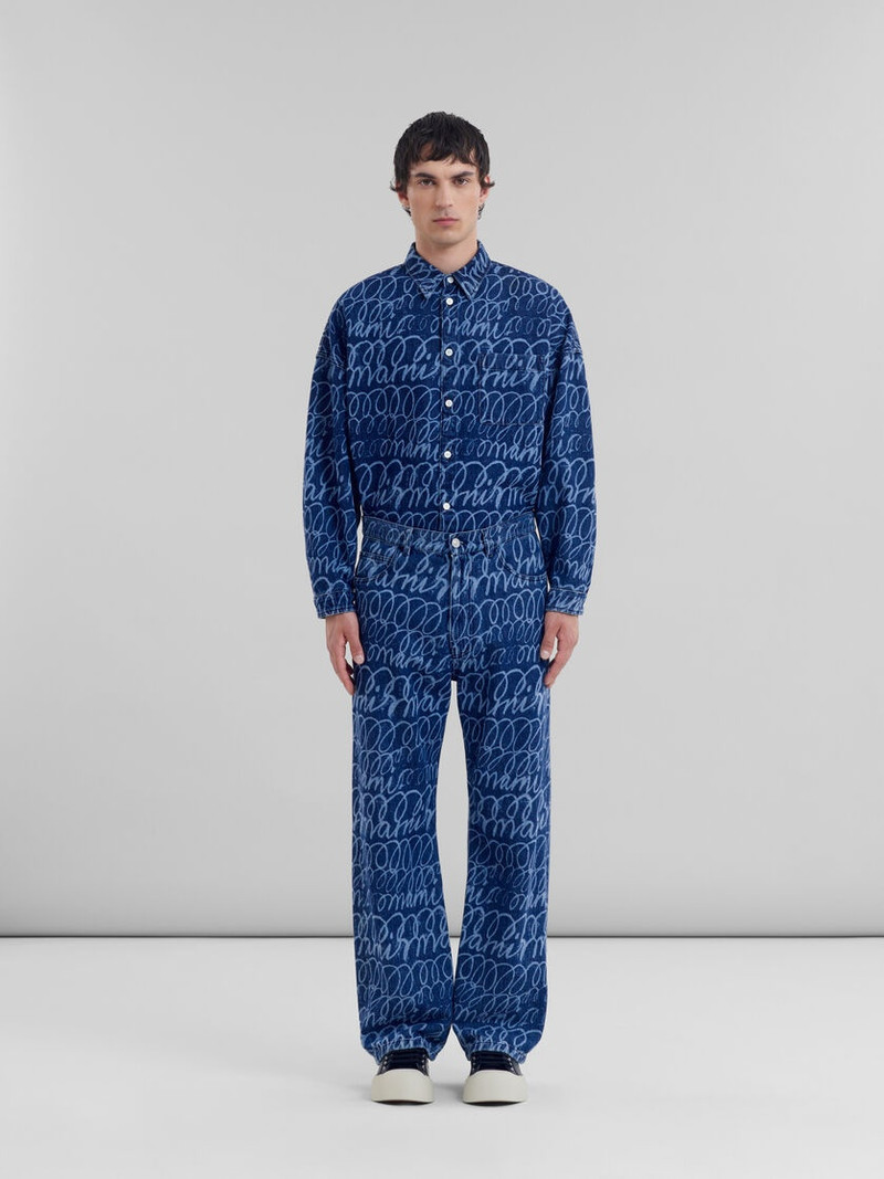 Marni BLUE DENIM JEANS WITH BLEACHED MARNI SCRIBBLE MOTIF outlook