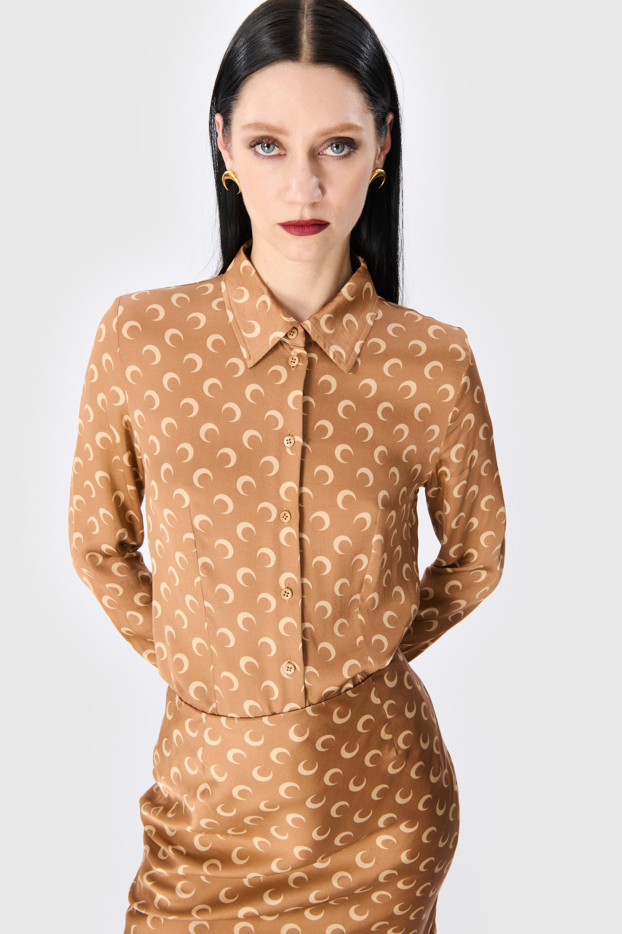 Moon Printed Flou Shirt Blouse - 4