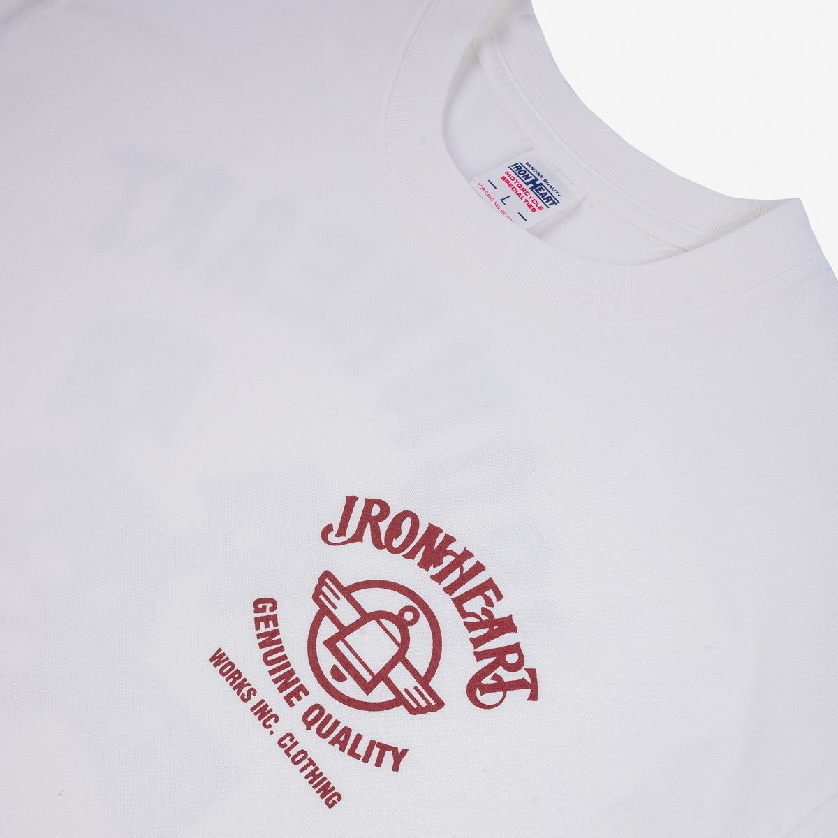 IHT-2403-WHT 7.5oz Printed Loopwheel Crew Neck T-Shirt - White - 8