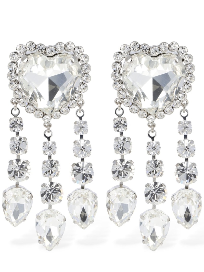 Heart earrings w/ crystal pendants - 1