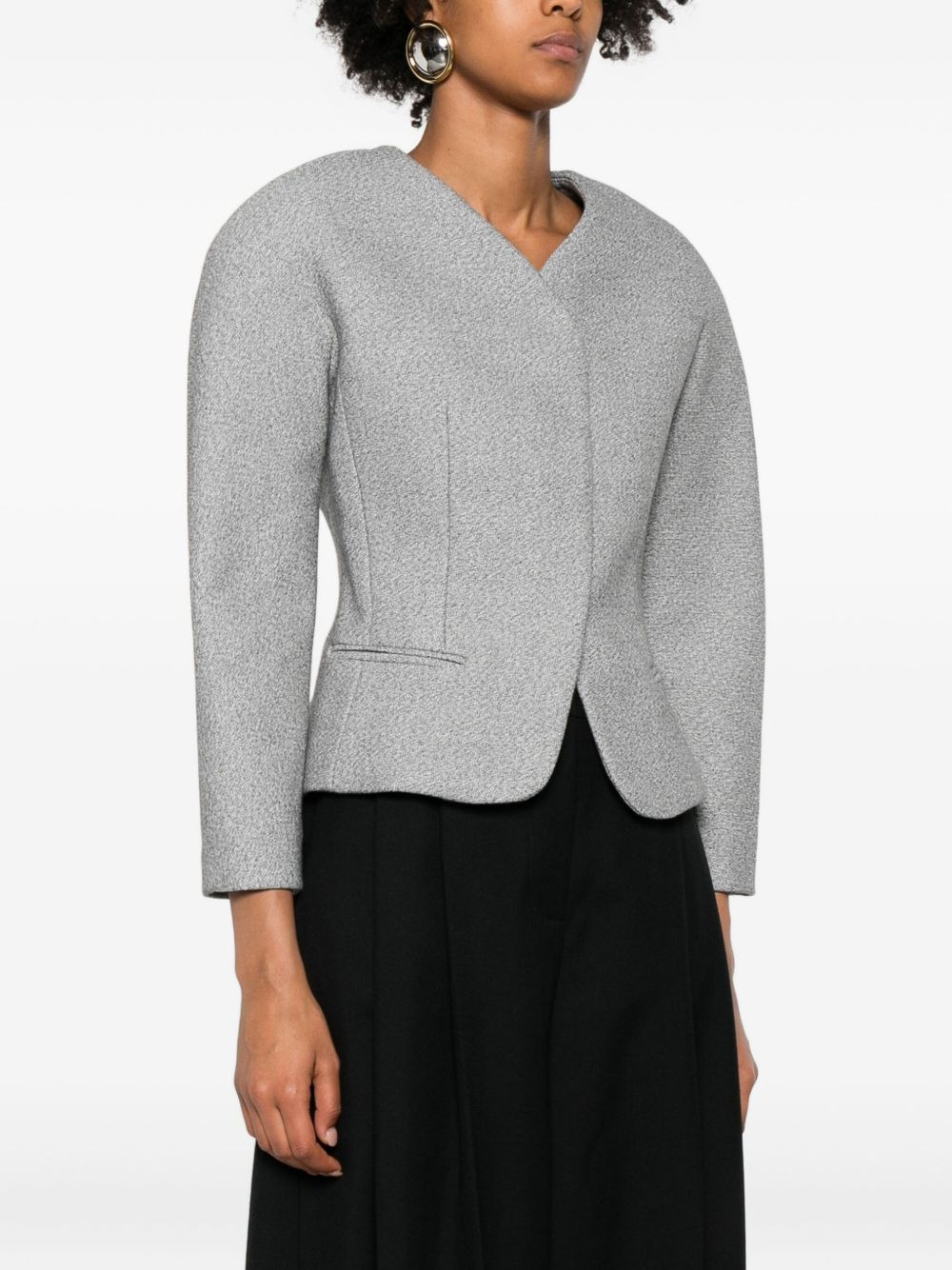 textured-fabric fitted jacket - 3