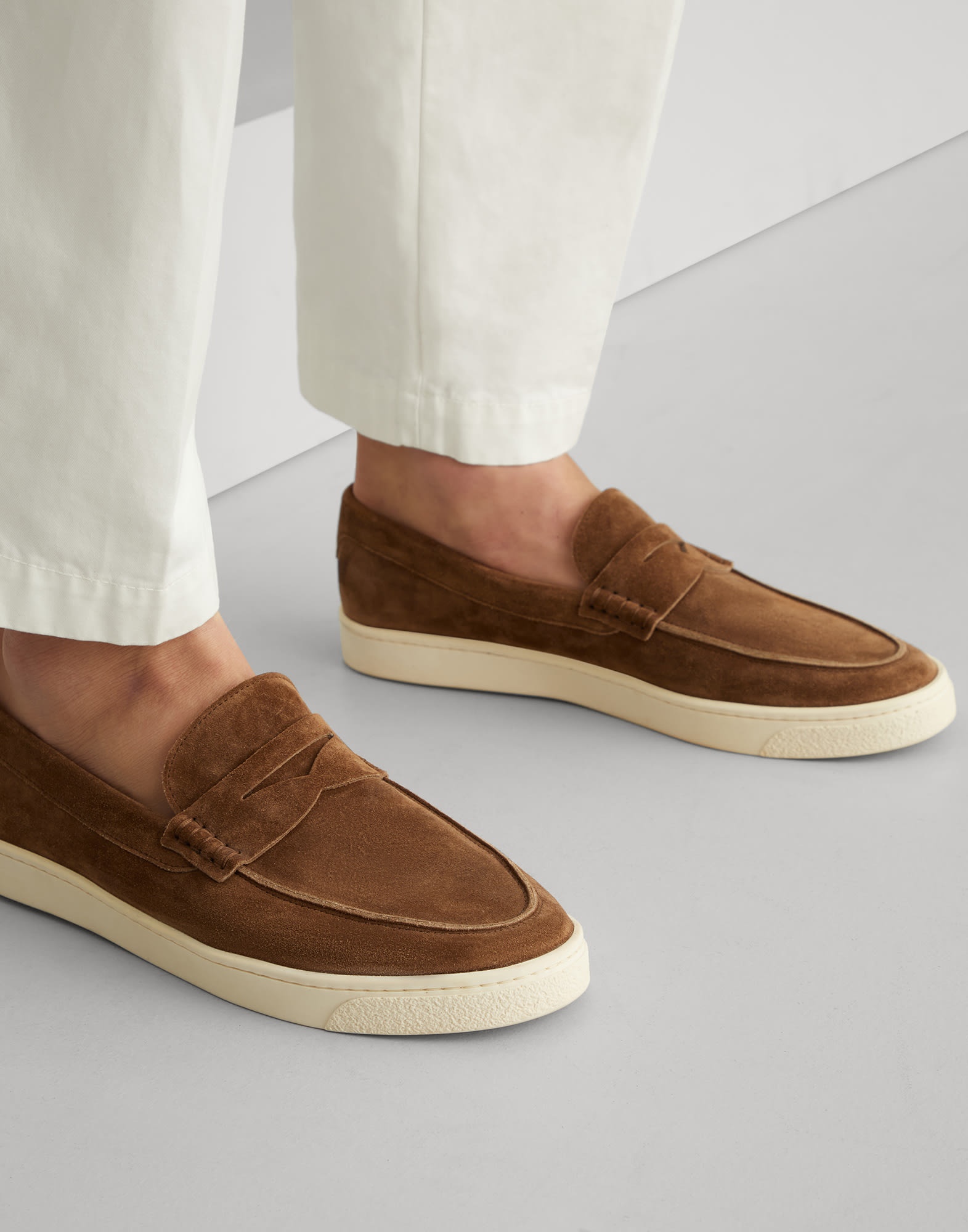 Suede loafer sneakers with natural rubber sole - 4