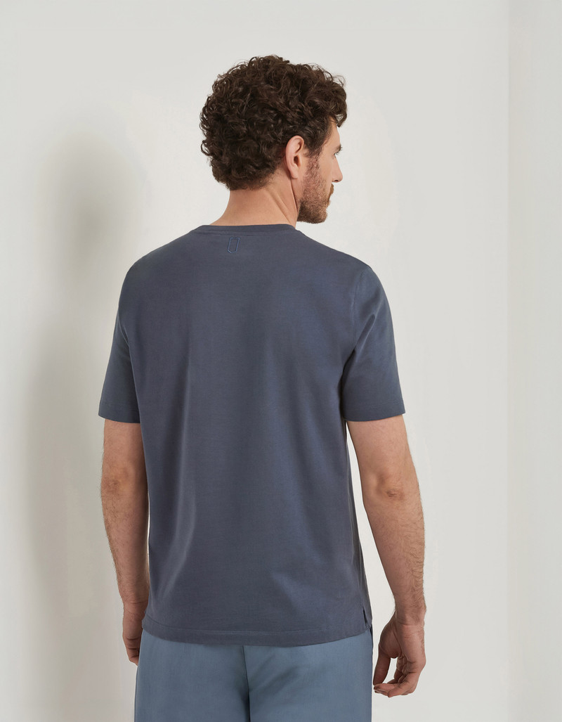 AVIO COTTON JERSEY T-SHIRT WITH RIBBED COLLAR AND GRAPHIC EMBROIDERY 3
