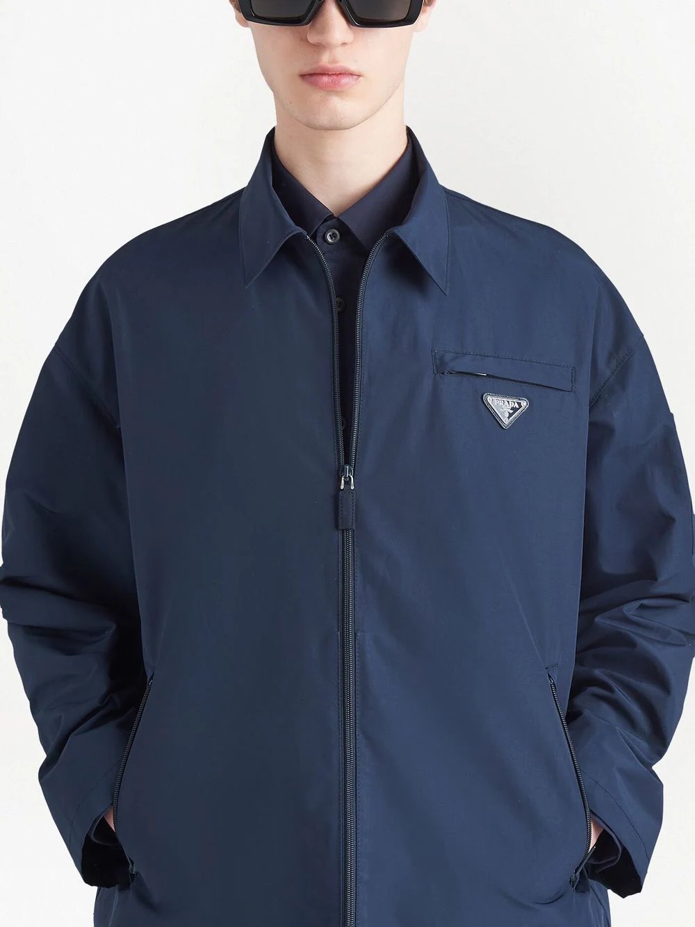 logo-plaque zip-front jacket - 4