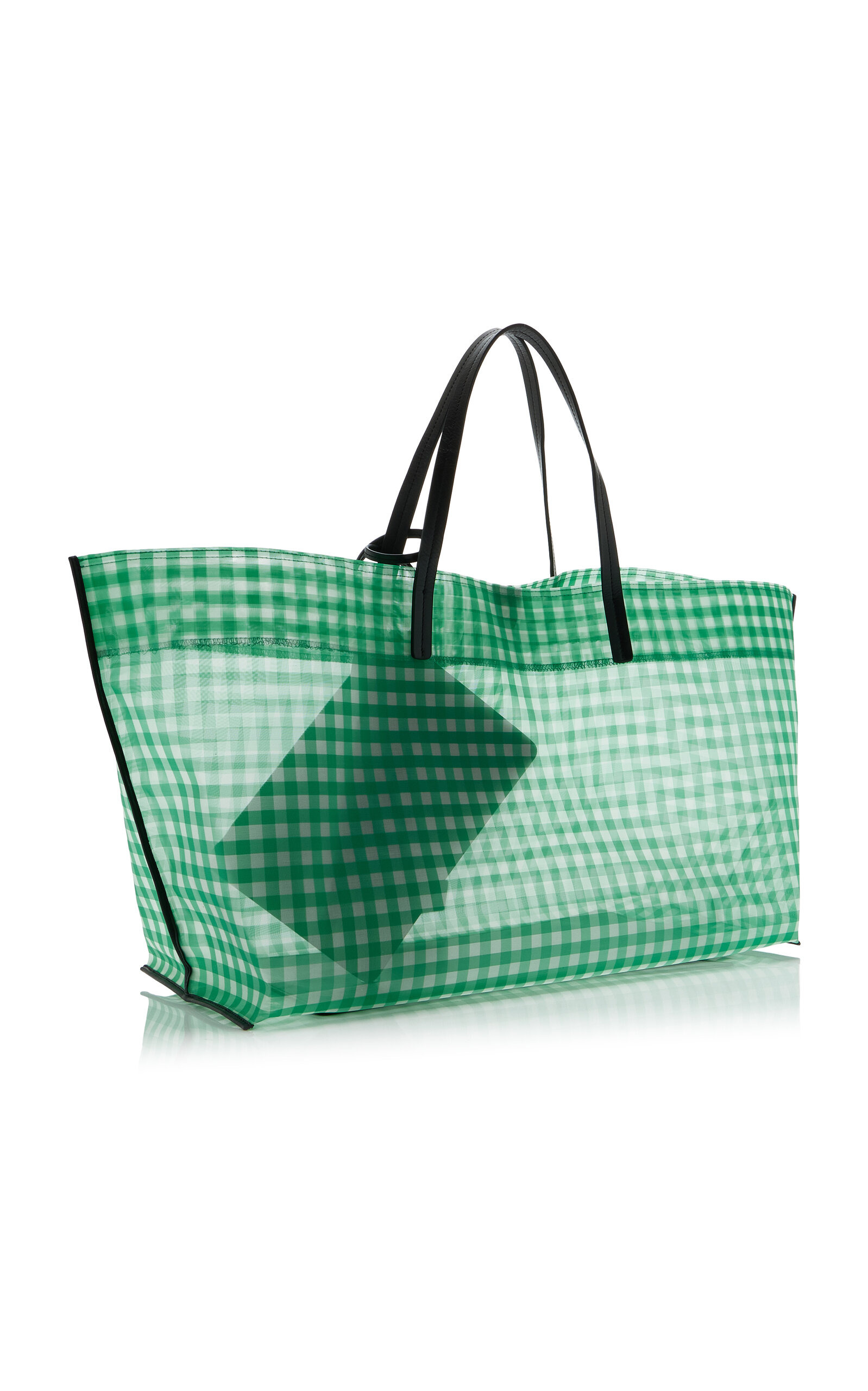 Christos Large Gingham-Mesh Tote Bag green - 3