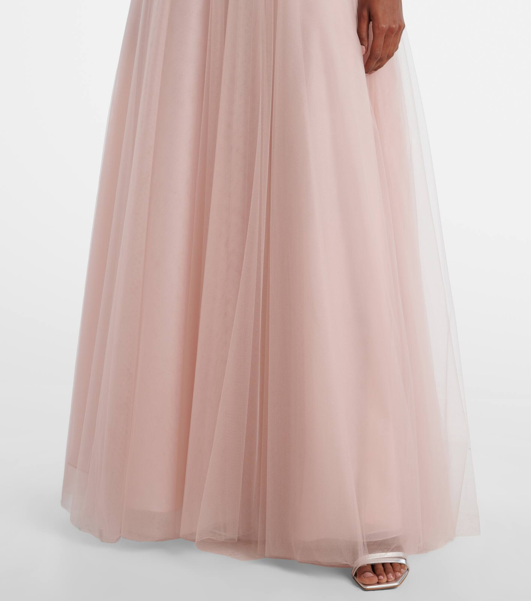 Floral-appliqué tulle gown - 5