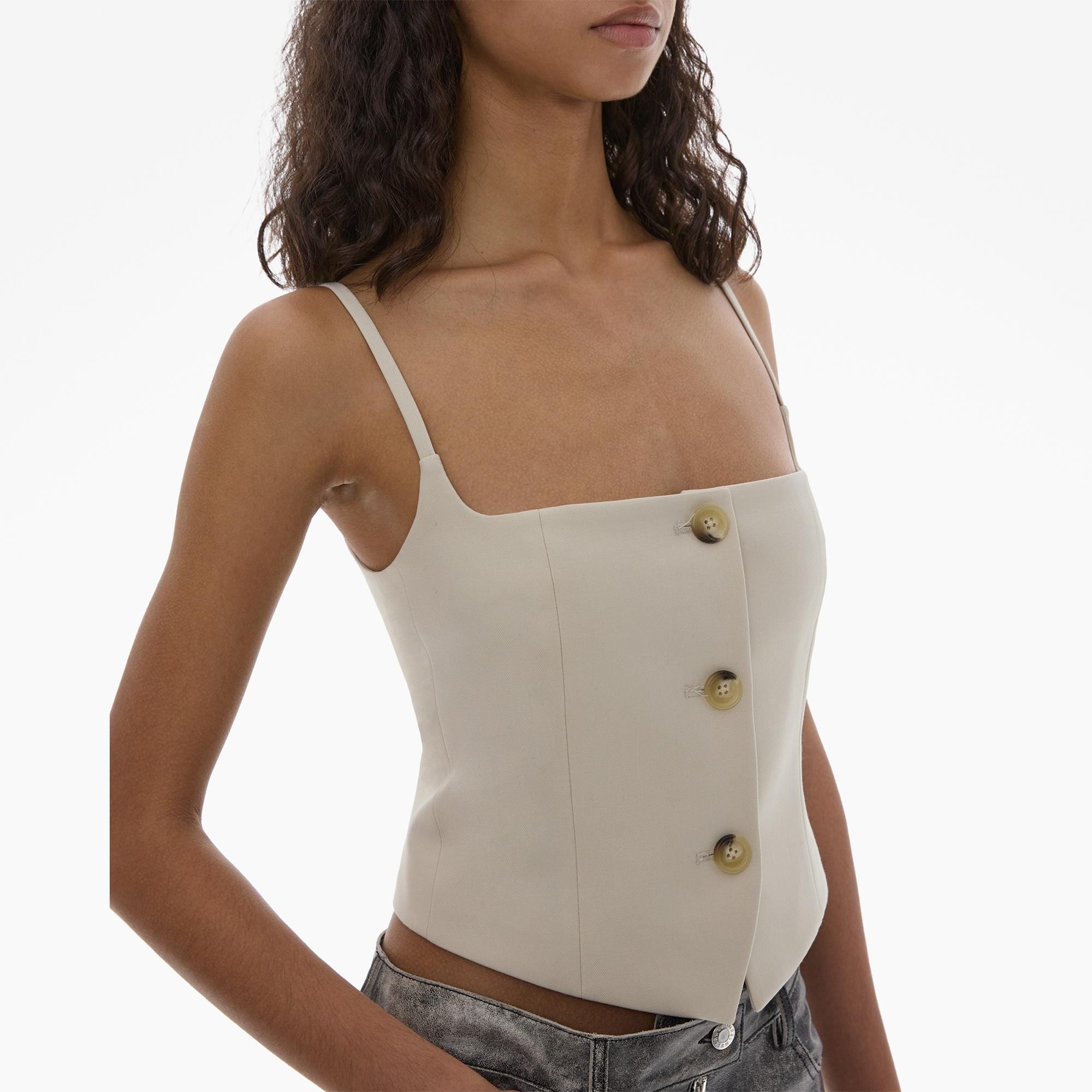 CROPPED STRETCH WOOL BLAZER TOP - 6