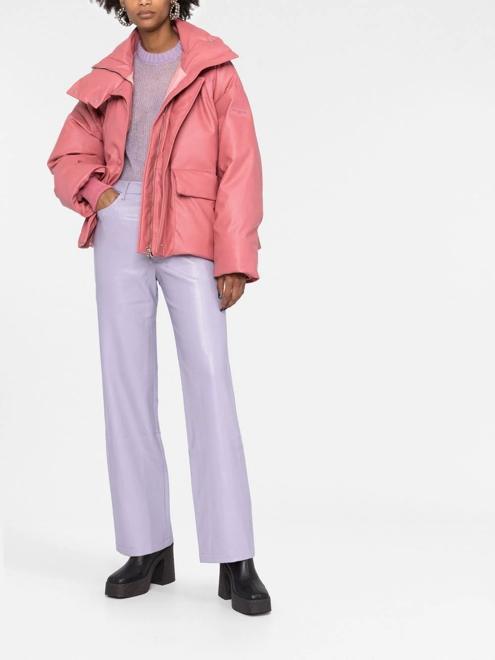 faux-leather puffer jacket - 2