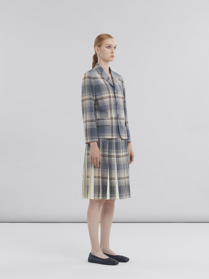 GREY CHECKED WOOL JACKET WITH MARNI MENDING - 6