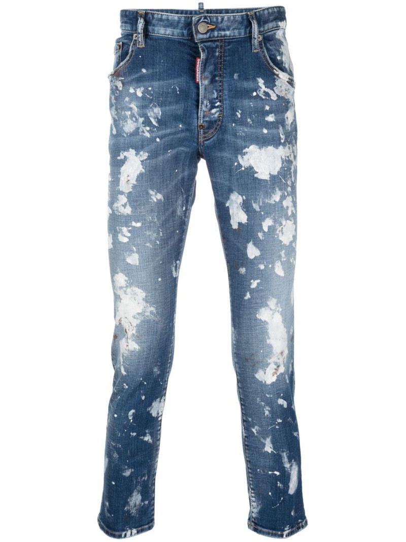 paint splattered distressed jeans - 1