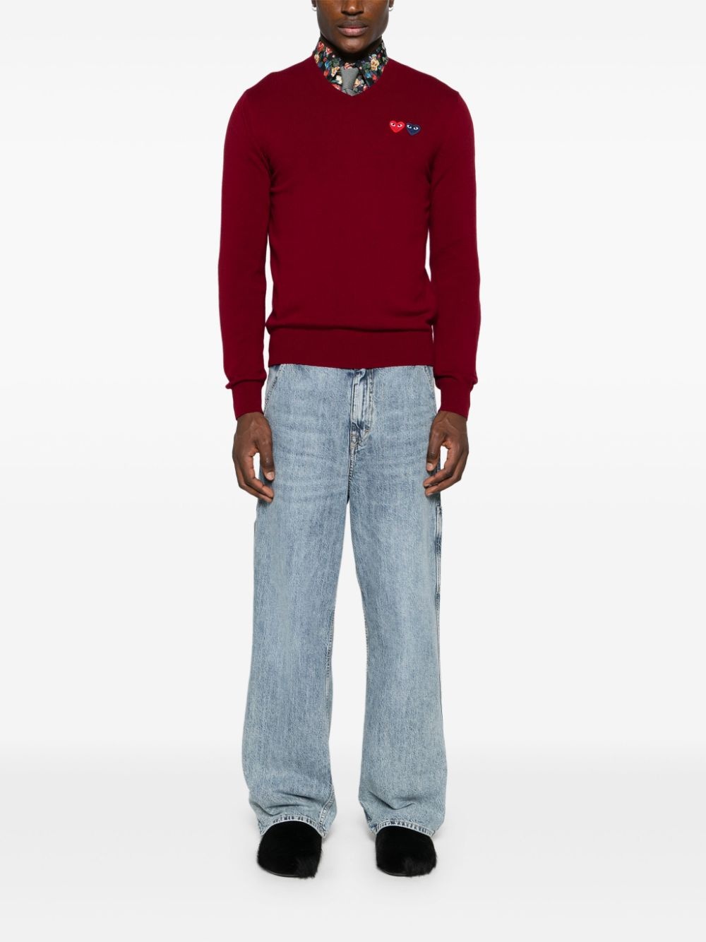 heart-patch wool jumper - 2