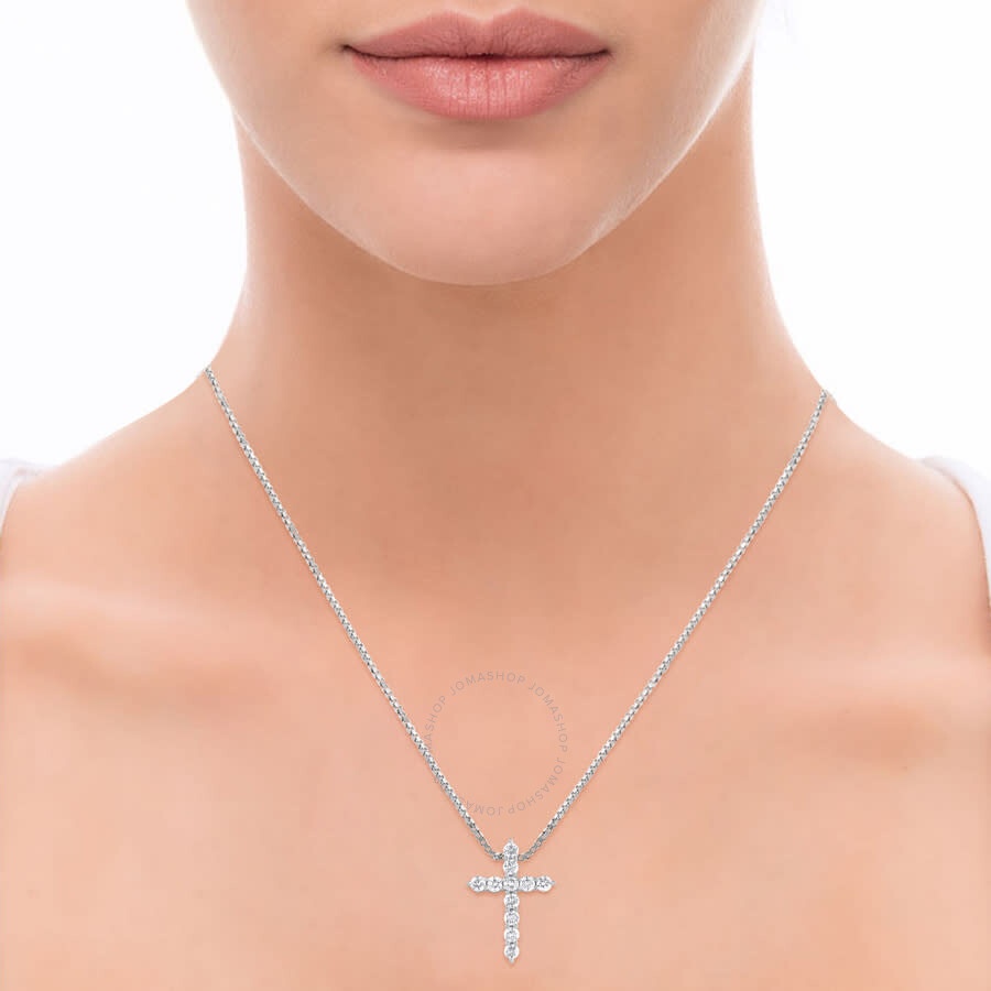 Brilliant Diamond - Brilliant Diamond 14K White Gold 1 CTTW LAB GROWN Diamond Cross Pendant Necklace (G-H, SI1-SI2), 18" - 3