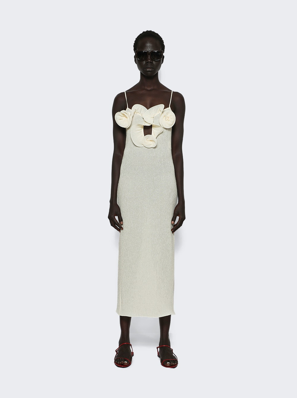 Sleveless Crepe Beach Midi Length Cream - 2