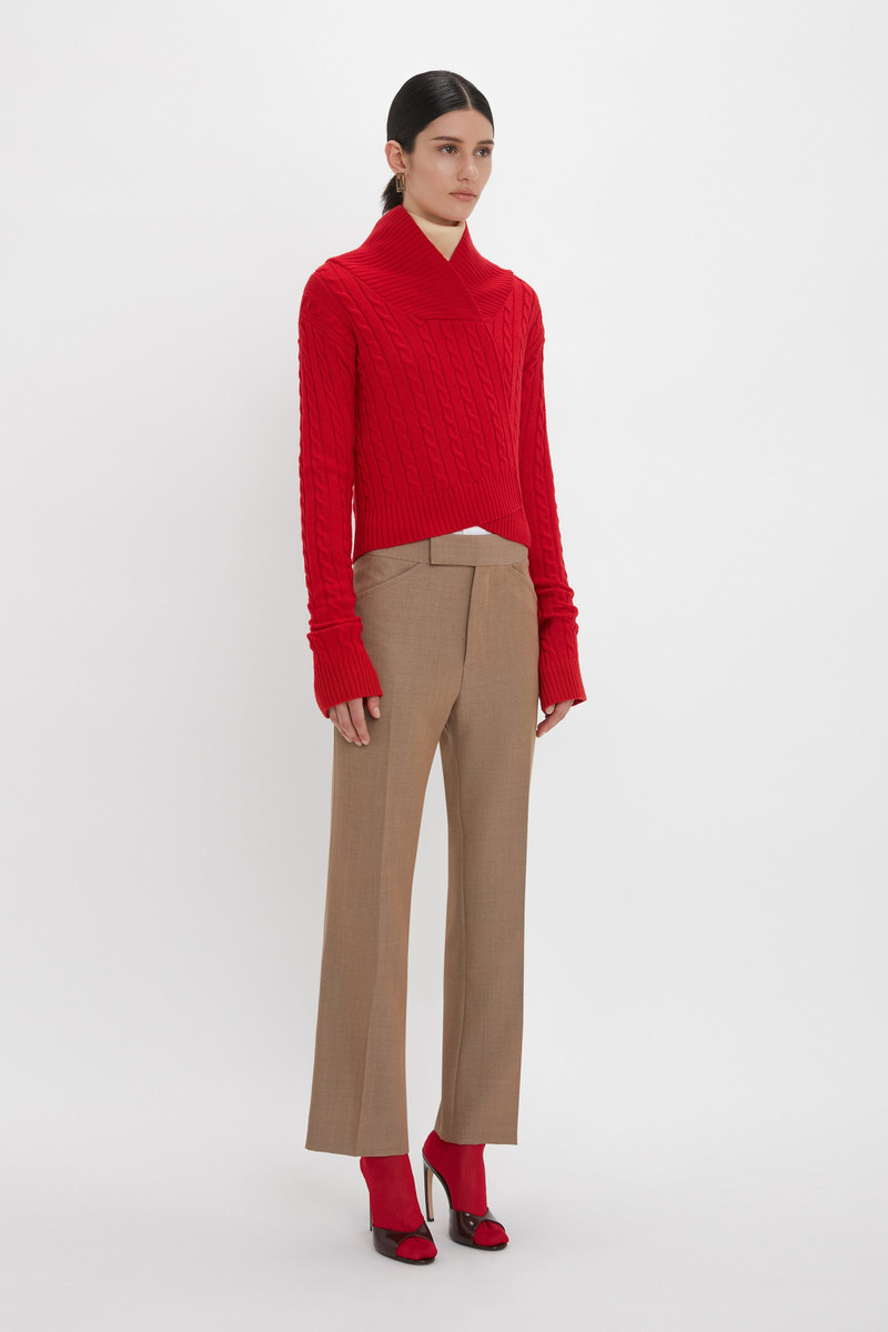 Wide Cropped Flare Trouser In Tobacco 3