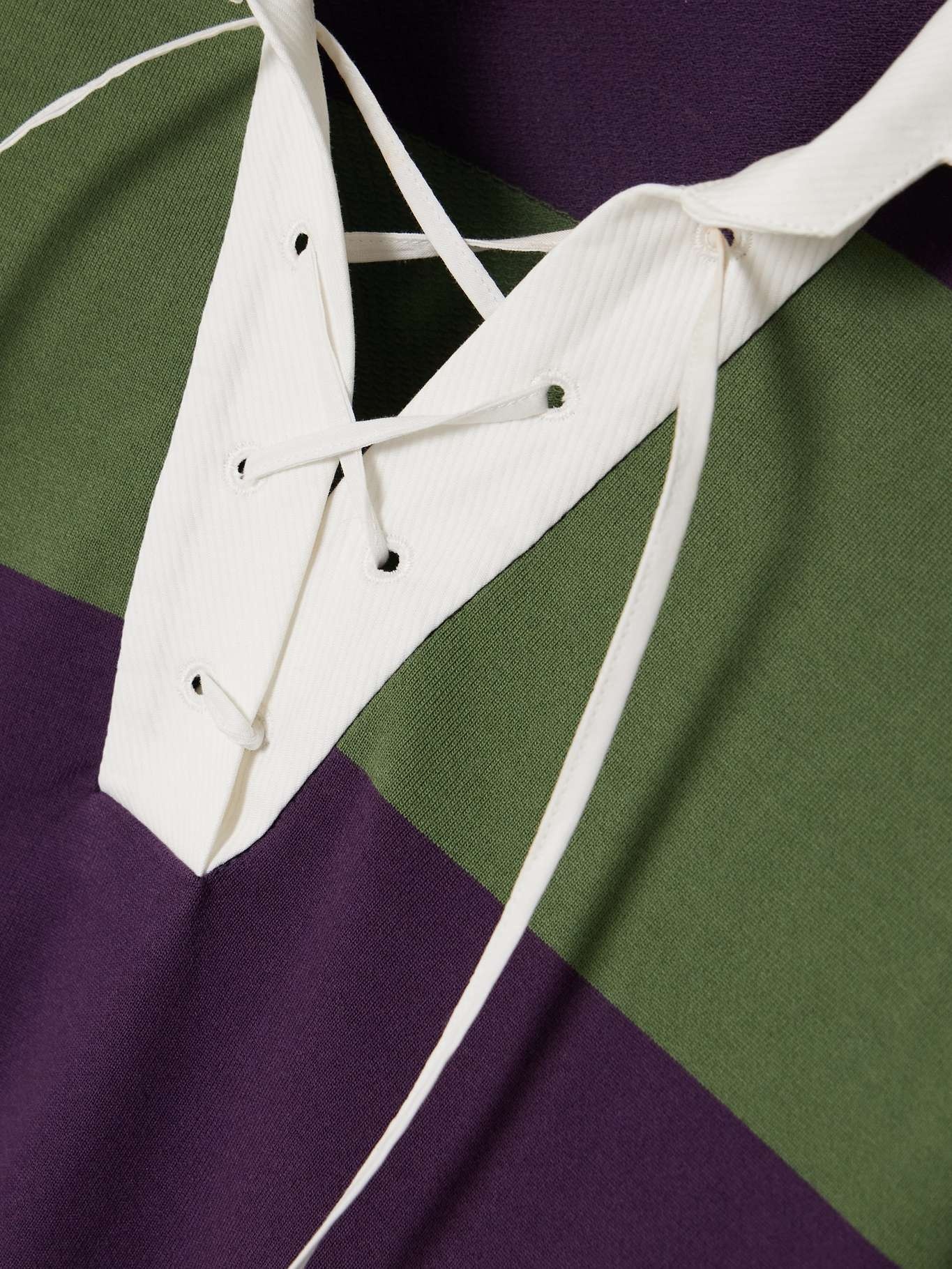 Oversized tie-detailed striped cotton-blend jersey polo shirt - 6