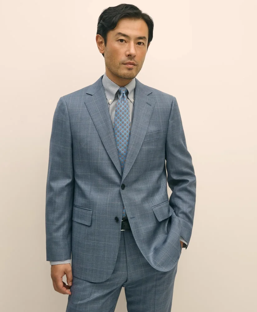 Slim Fit Wool Overcheck 1818 Suit - 1