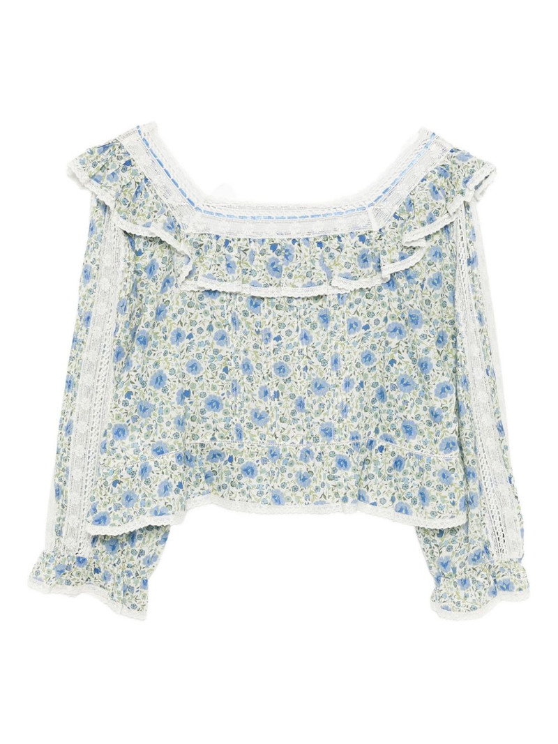 RIXO Oceana floral-print ruffled blouse outlook